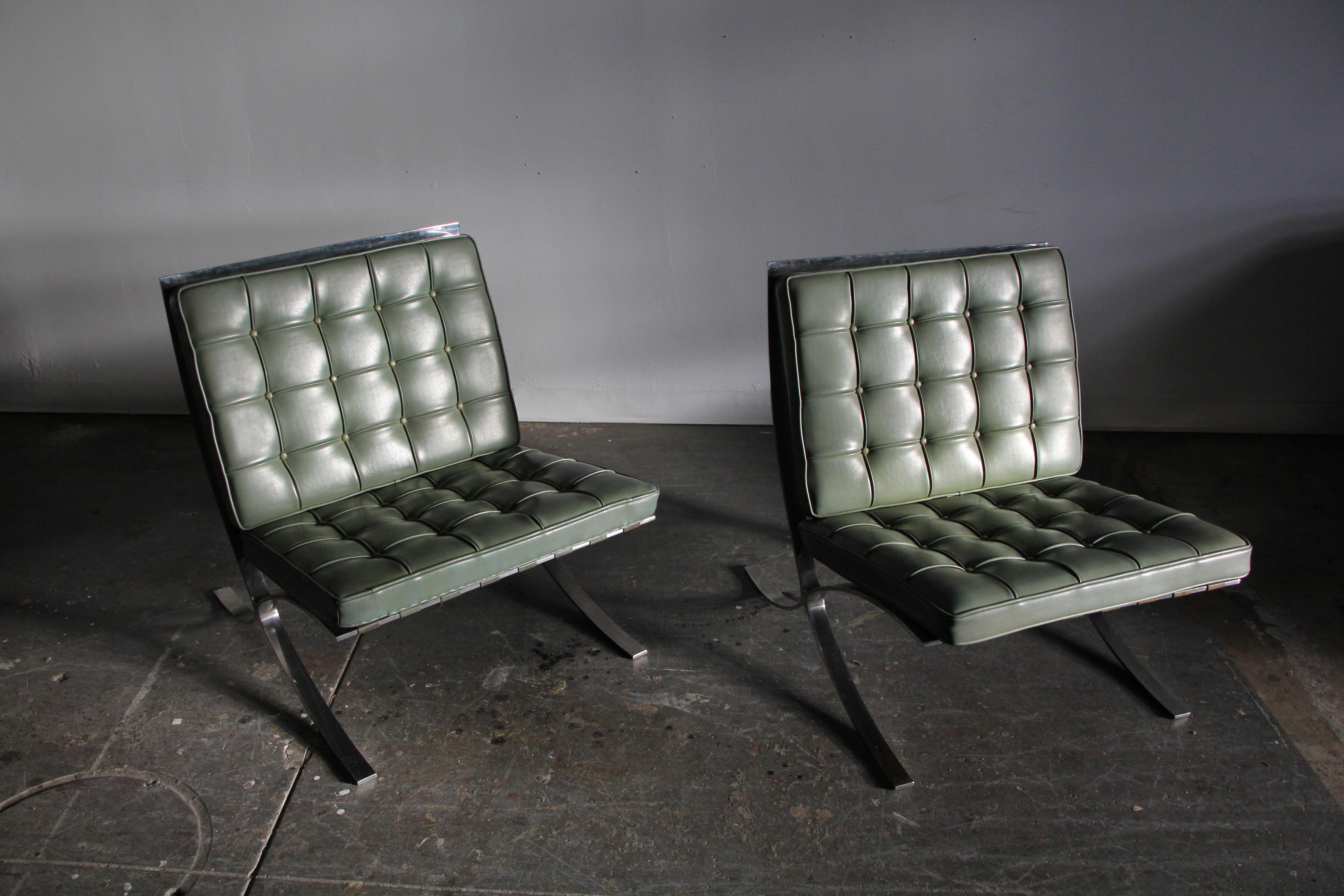 Metal Barcelona Chairs from Richard Neutra's Lovell Health House, 1940s For Sale