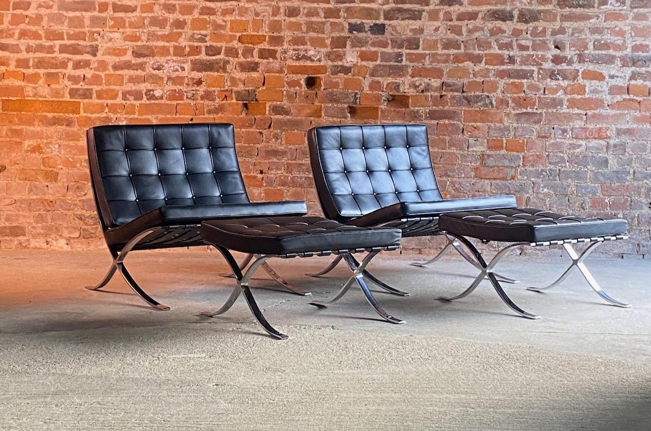 Mid-Century Modern Barcelona Chairs & Stools by Knoll Studio Mies van der Rohe, USA, circa 2014