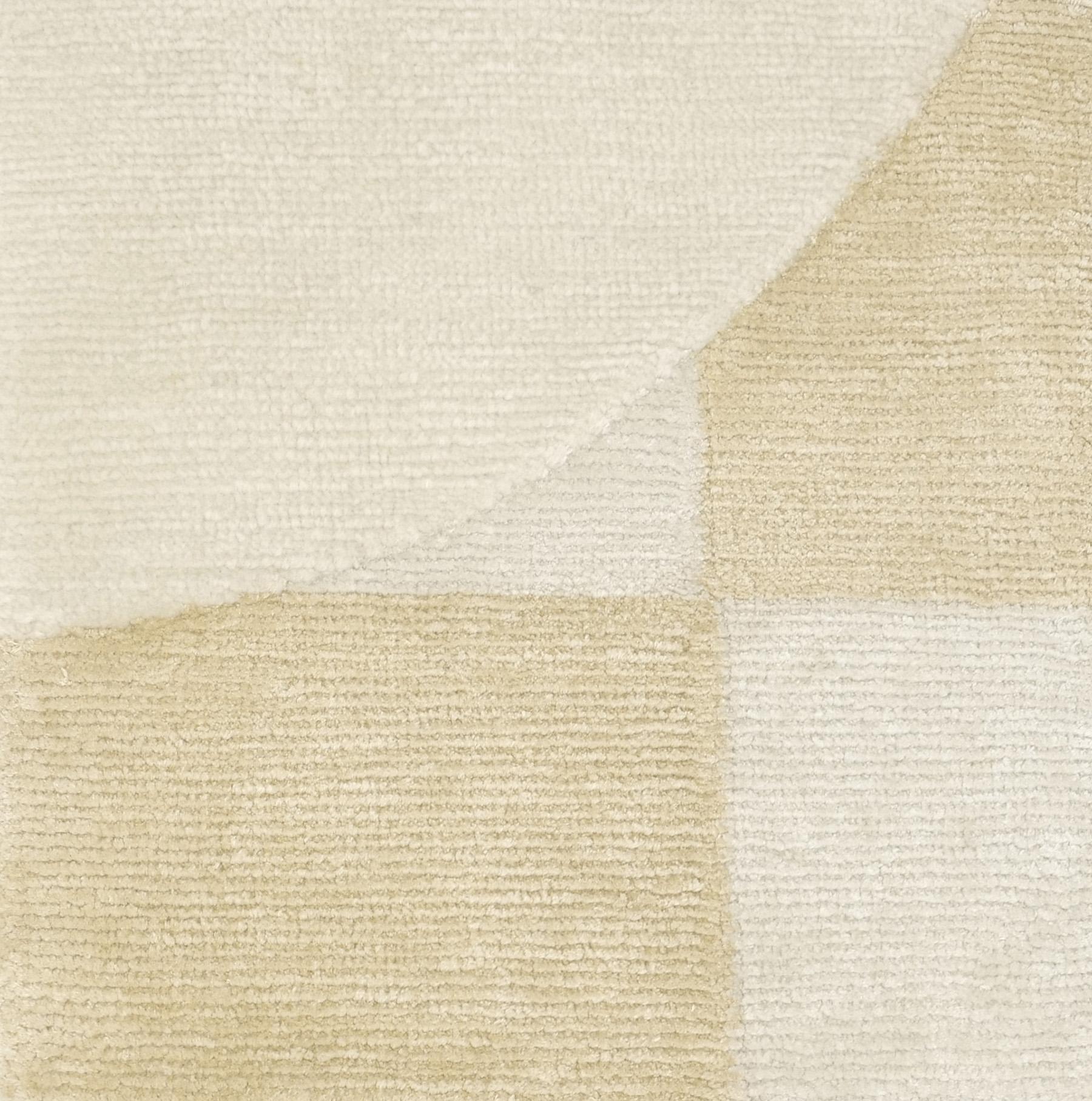 Rug Graphic Beige white living room Wool Silk - Barcelona Chequers For Sale 1