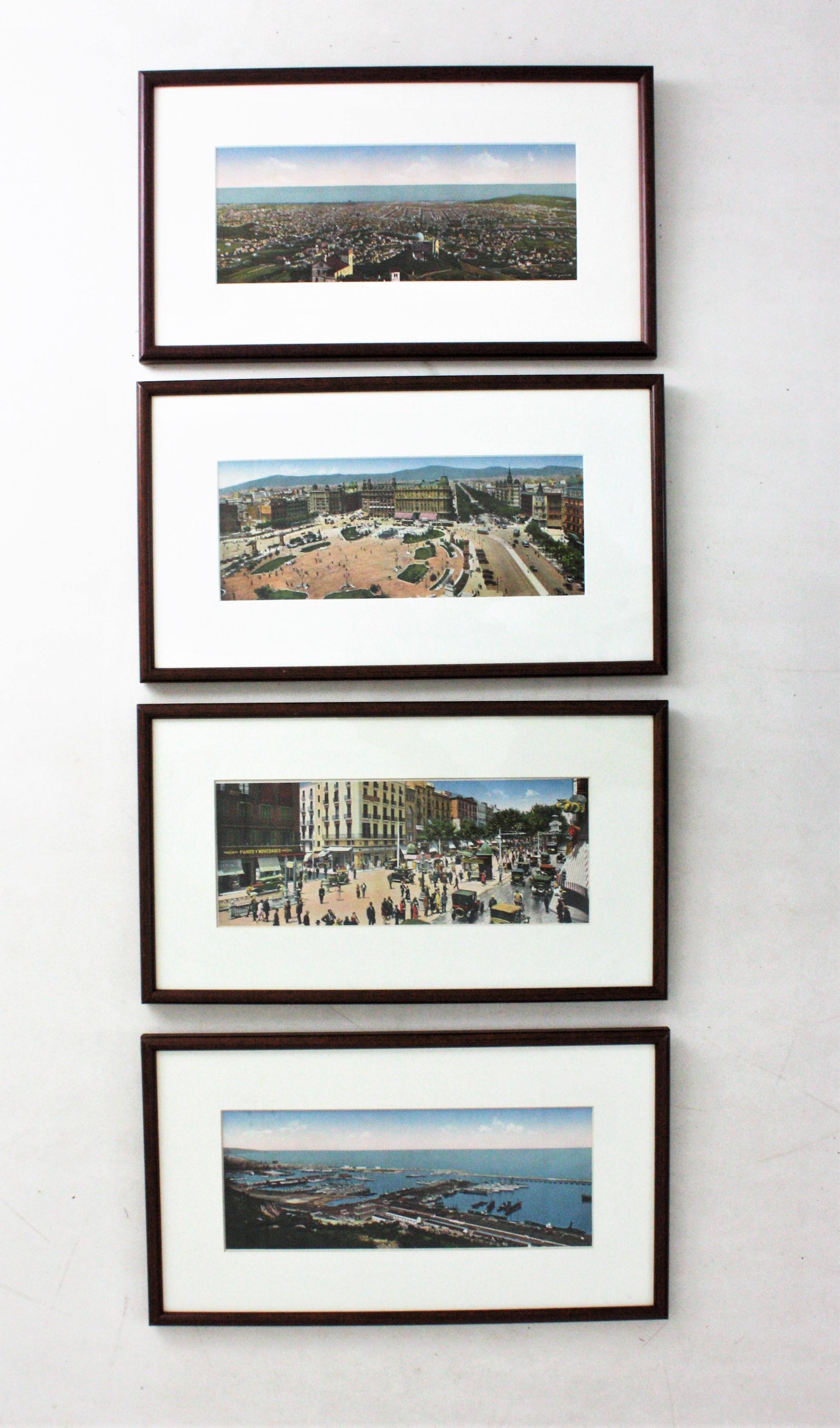 Ensemble de quatre estampes encadrées, vues de la ville de Barcelone  en vente 7