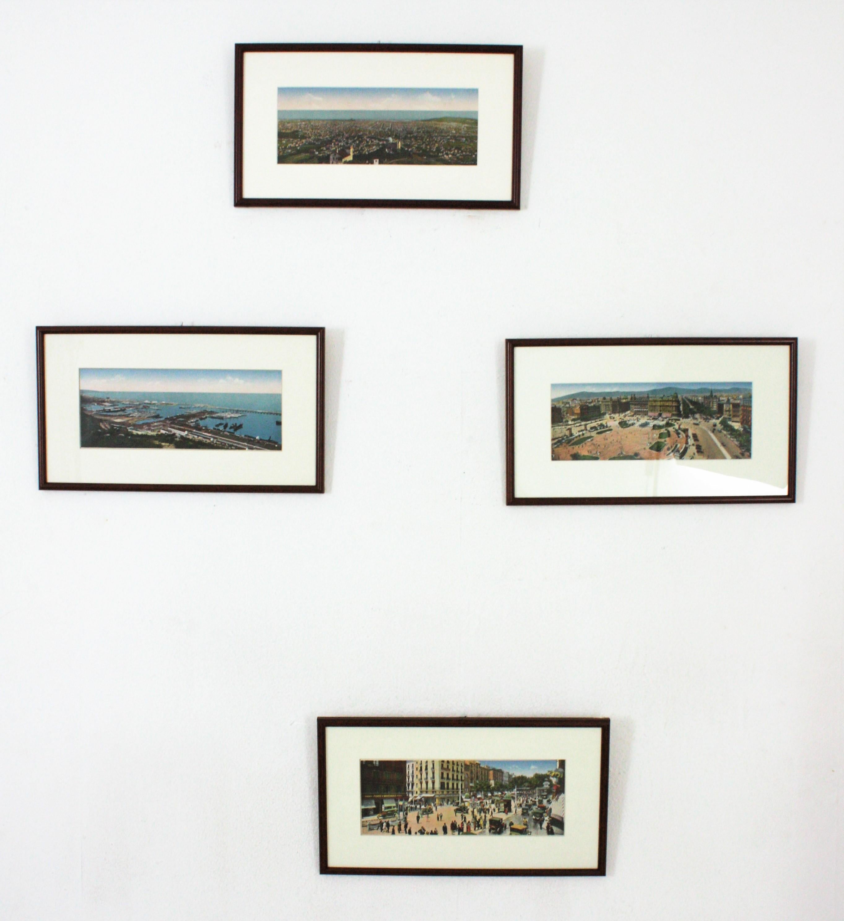Set of four original prints of Barcelona city views, framed. Spain, 1930s
Barcelona views:
