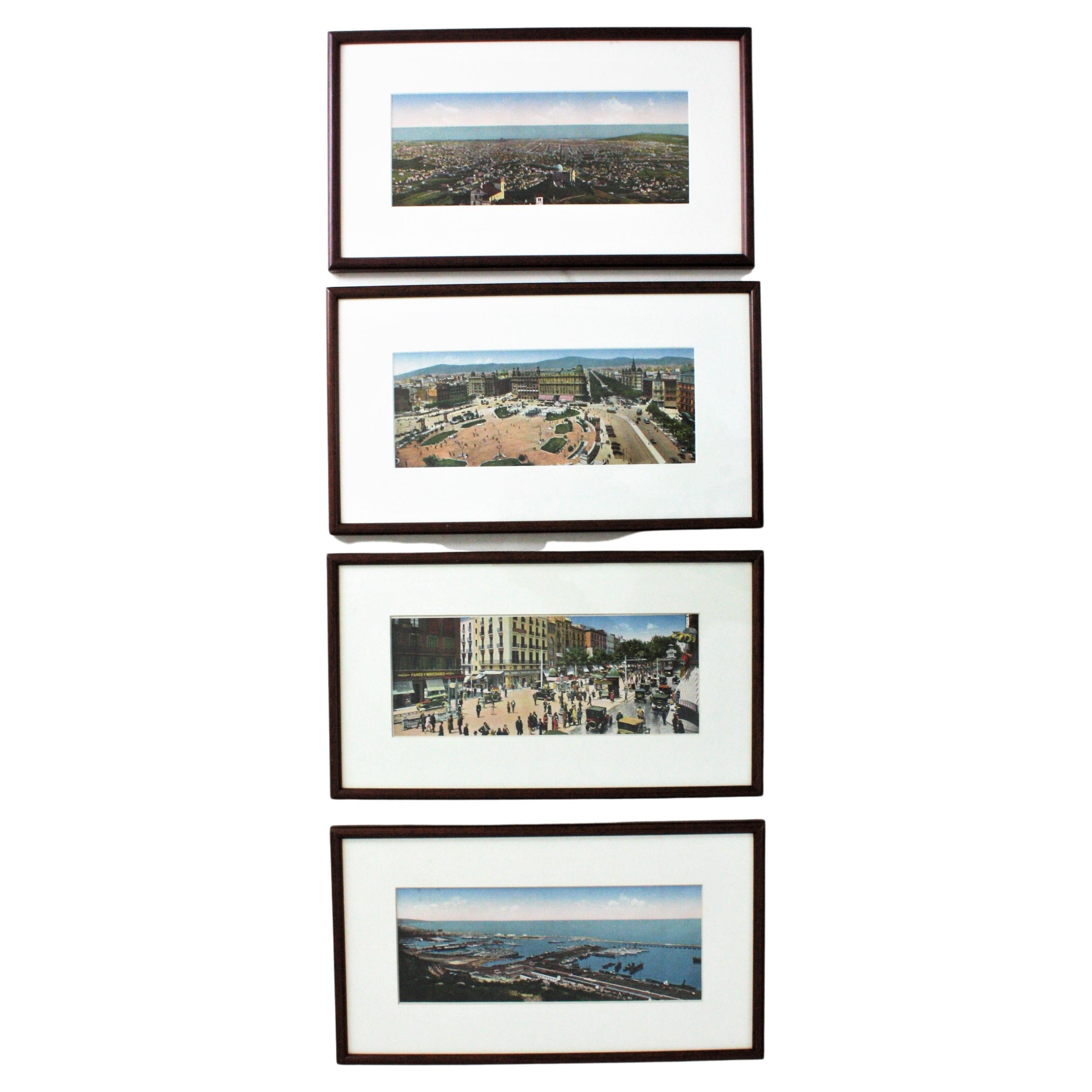 Set of Four Framed Prints, Barcelona City Views  For Sale