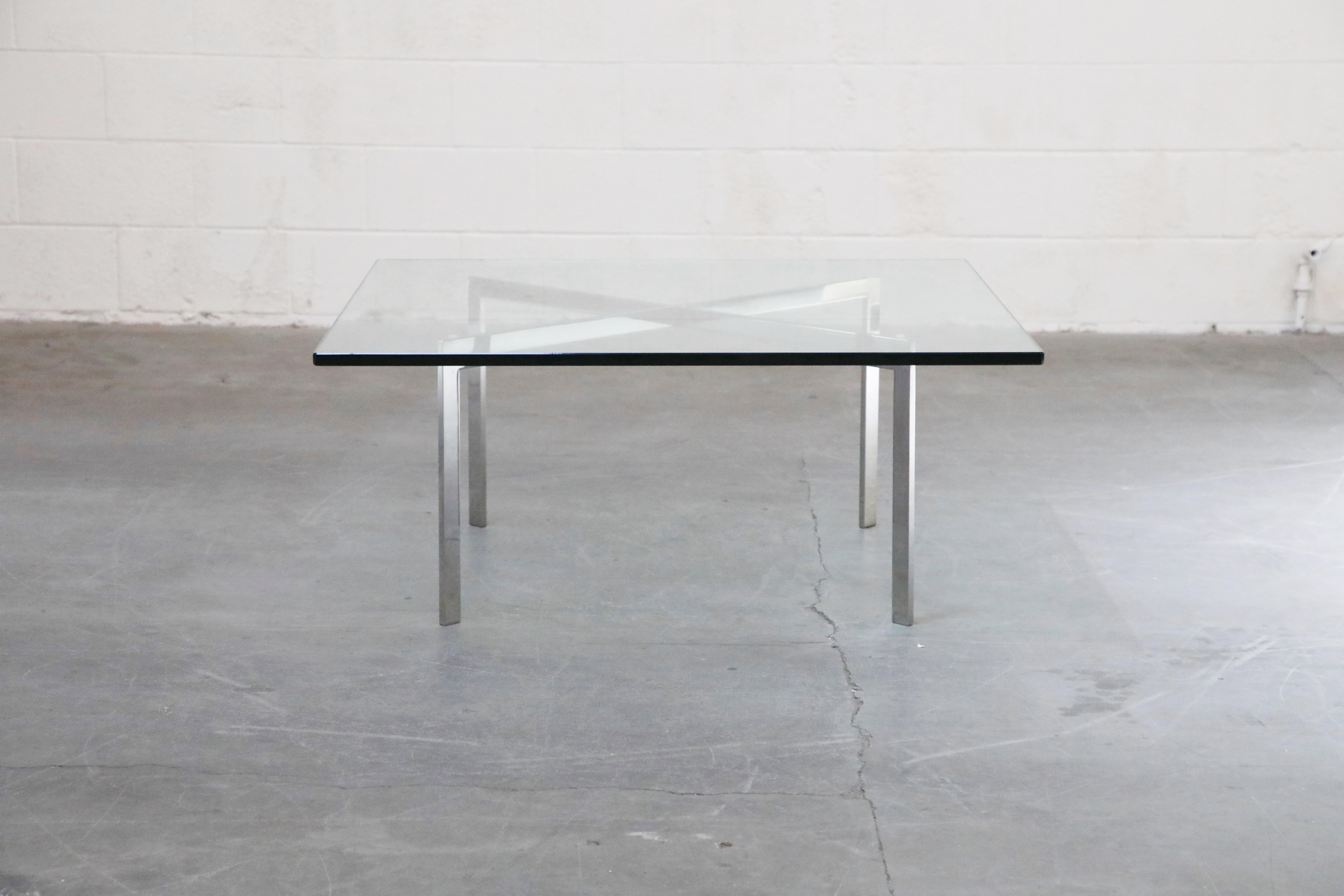 Glass Barcelona Coffee Table by Mies van der Rohe for Knoll International, Signed