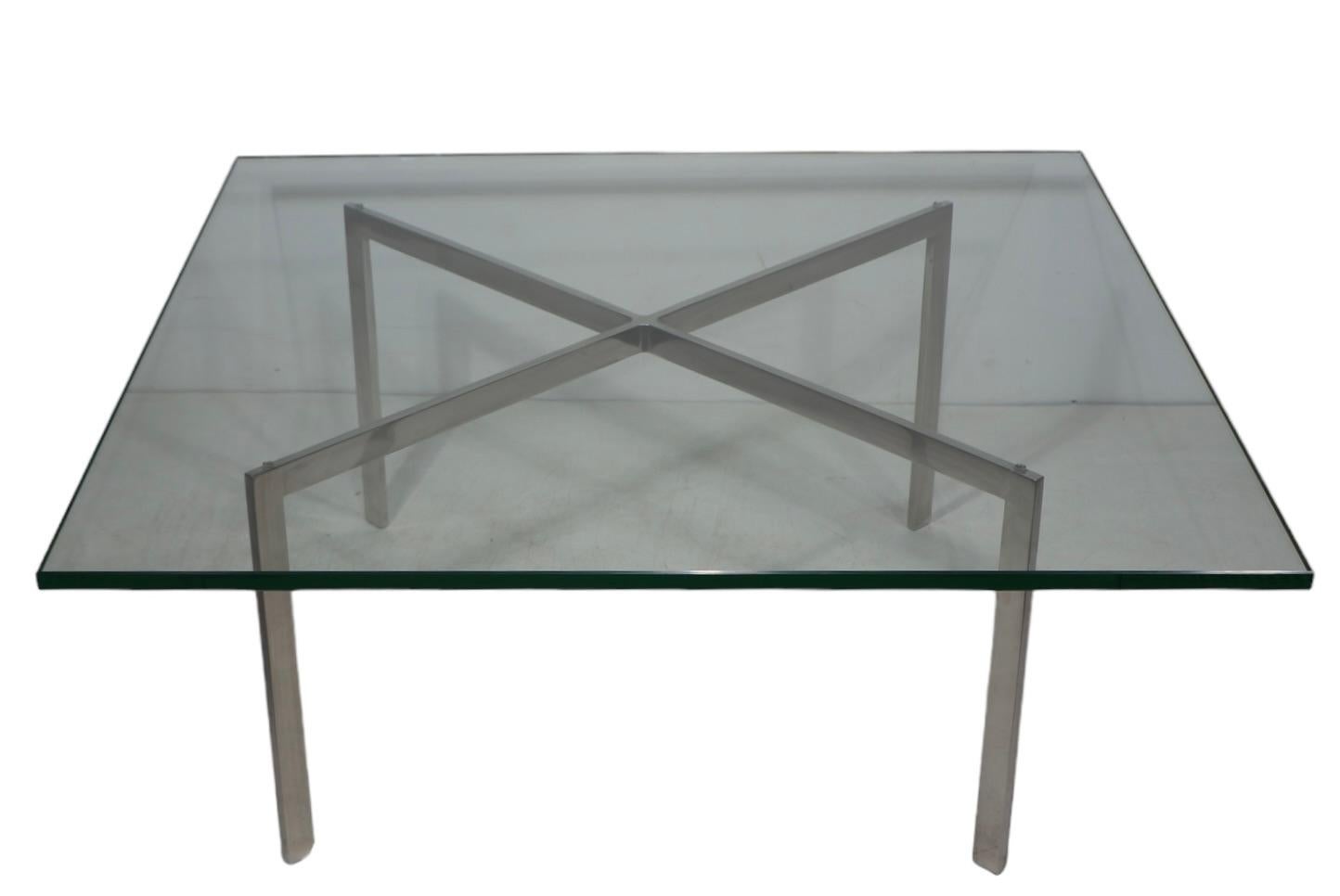 Barcelona Coffee Table designed by Mies Van Der Rohe c  1970's In Good Condition For Sale In New York, NY