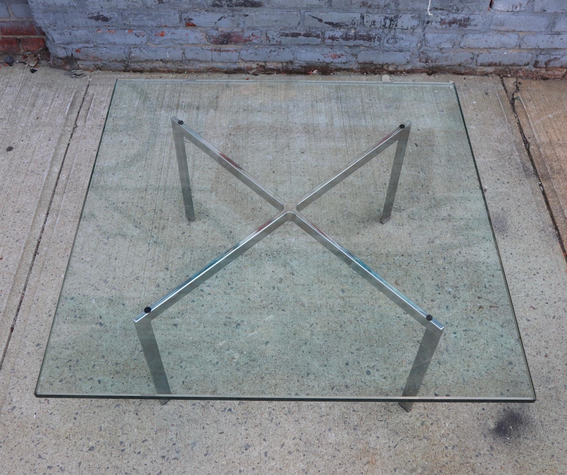 Glass Barcelona Coffee Table in Style of Mies van der Rohe
