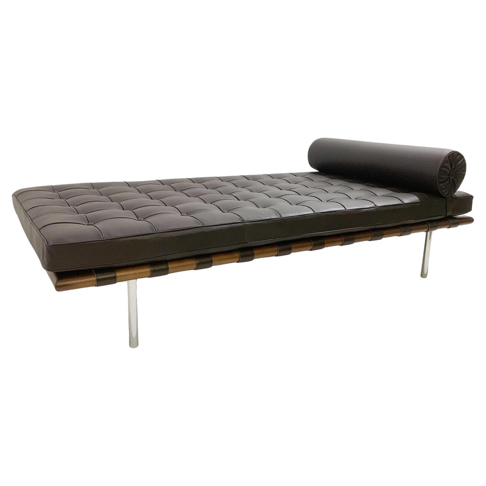 Barcelona Daybed by Ludwig Mies van der Rohe for Knoll, Black Leather, 1990s