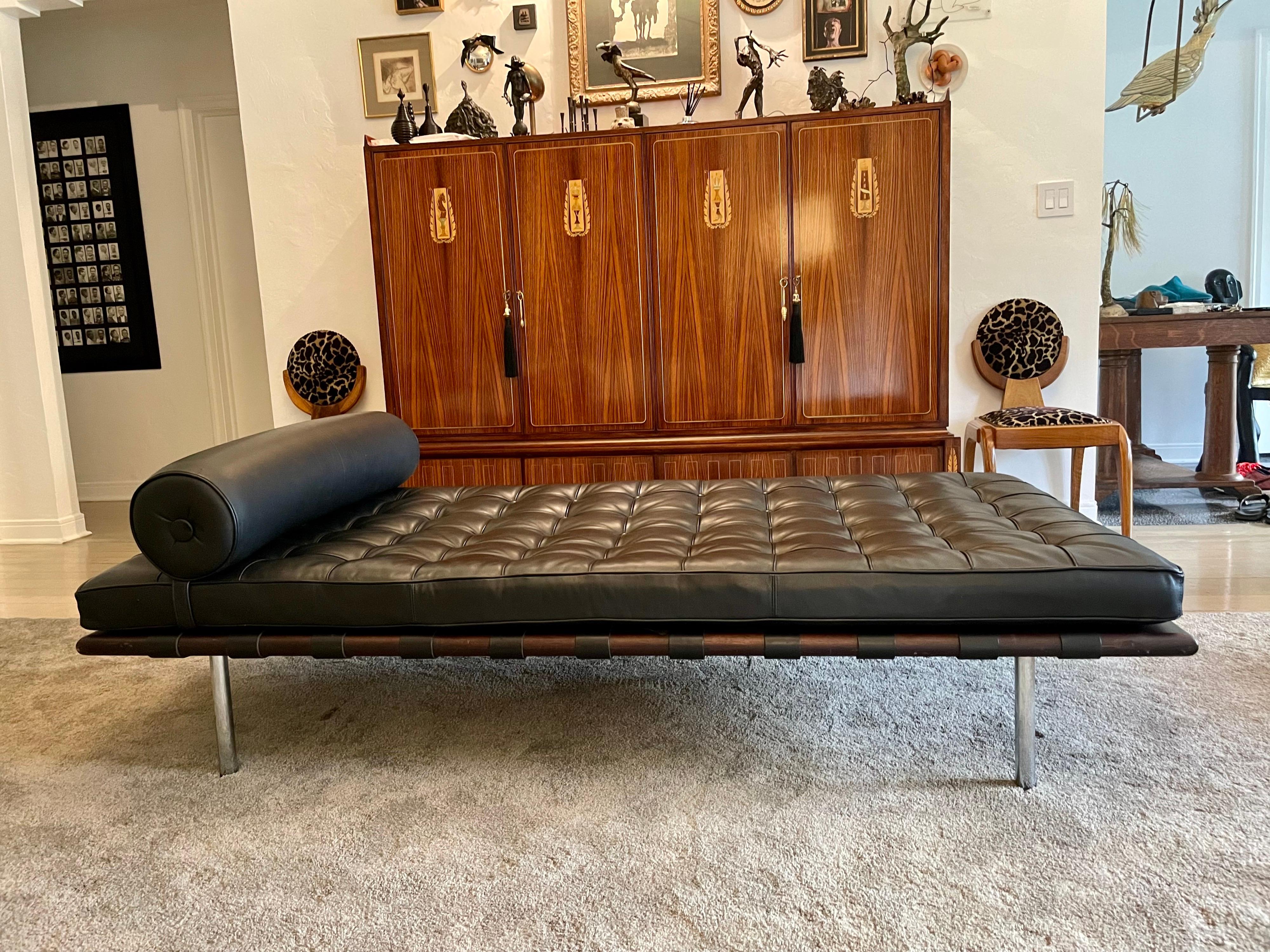 American Barcelona Daybed by Ludwig Mies Van der Rohe for Knoll in Black Leather