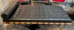 Barcelona Daybed von Ludwig Mies van der Rohe für Knoll Signiert in schwarzem Leder