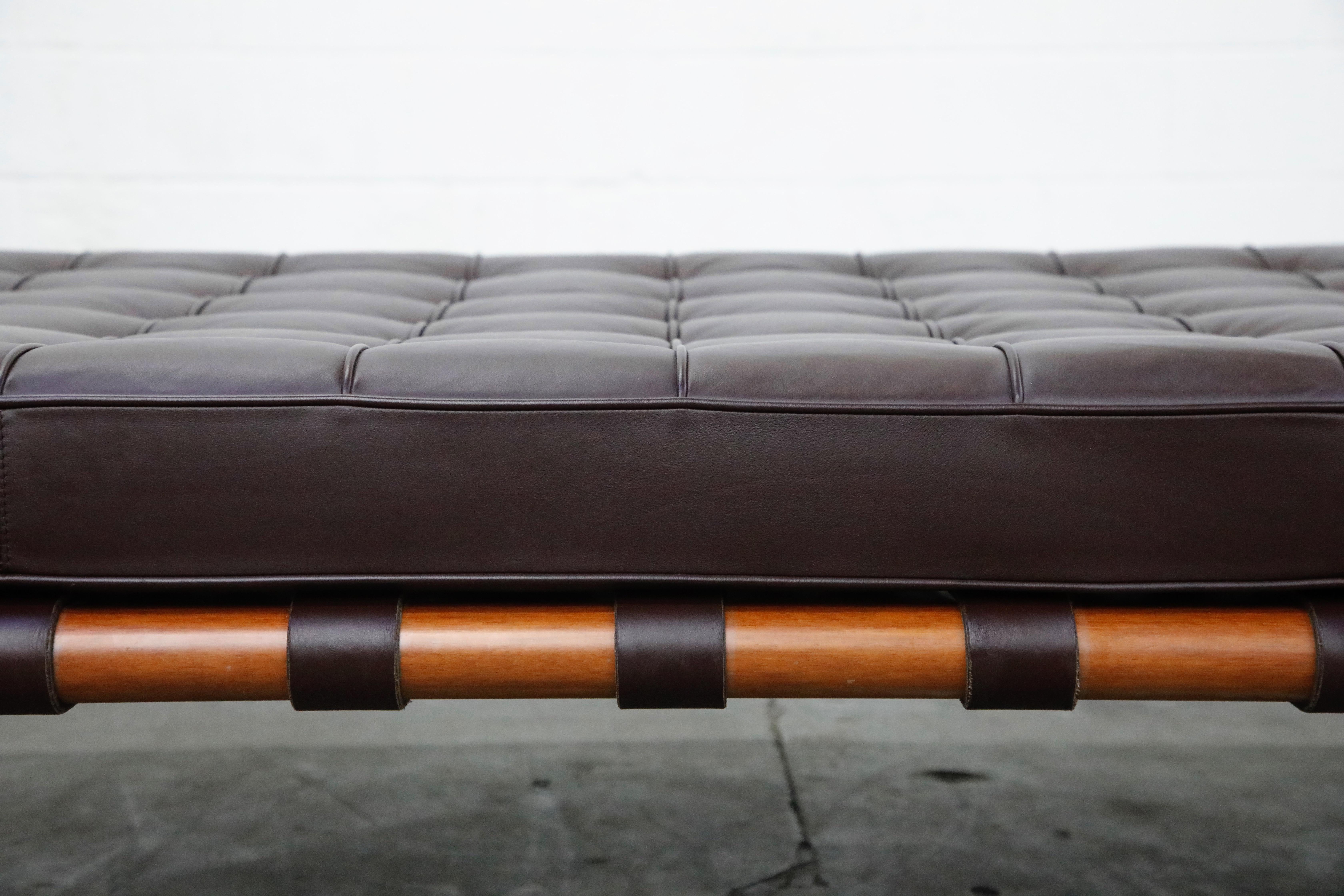 Barcelona Daybed by Mies Van Der Rohe for Knoll in Dark Brown Leather, Signed 1
