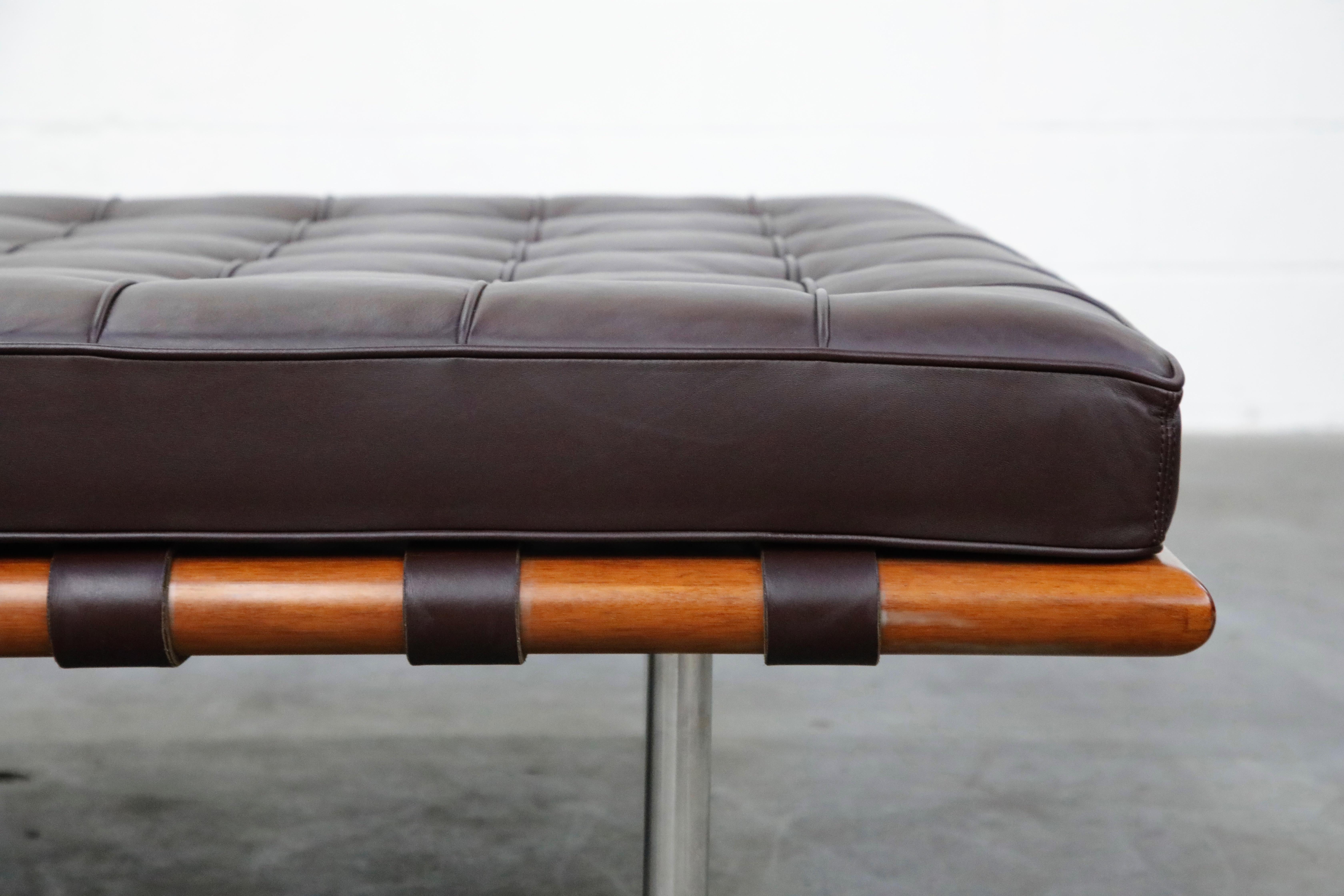 Barcelona Daybed by Mies Van Der Rohe for Knoll in Dark Brown Leather, Signed 2