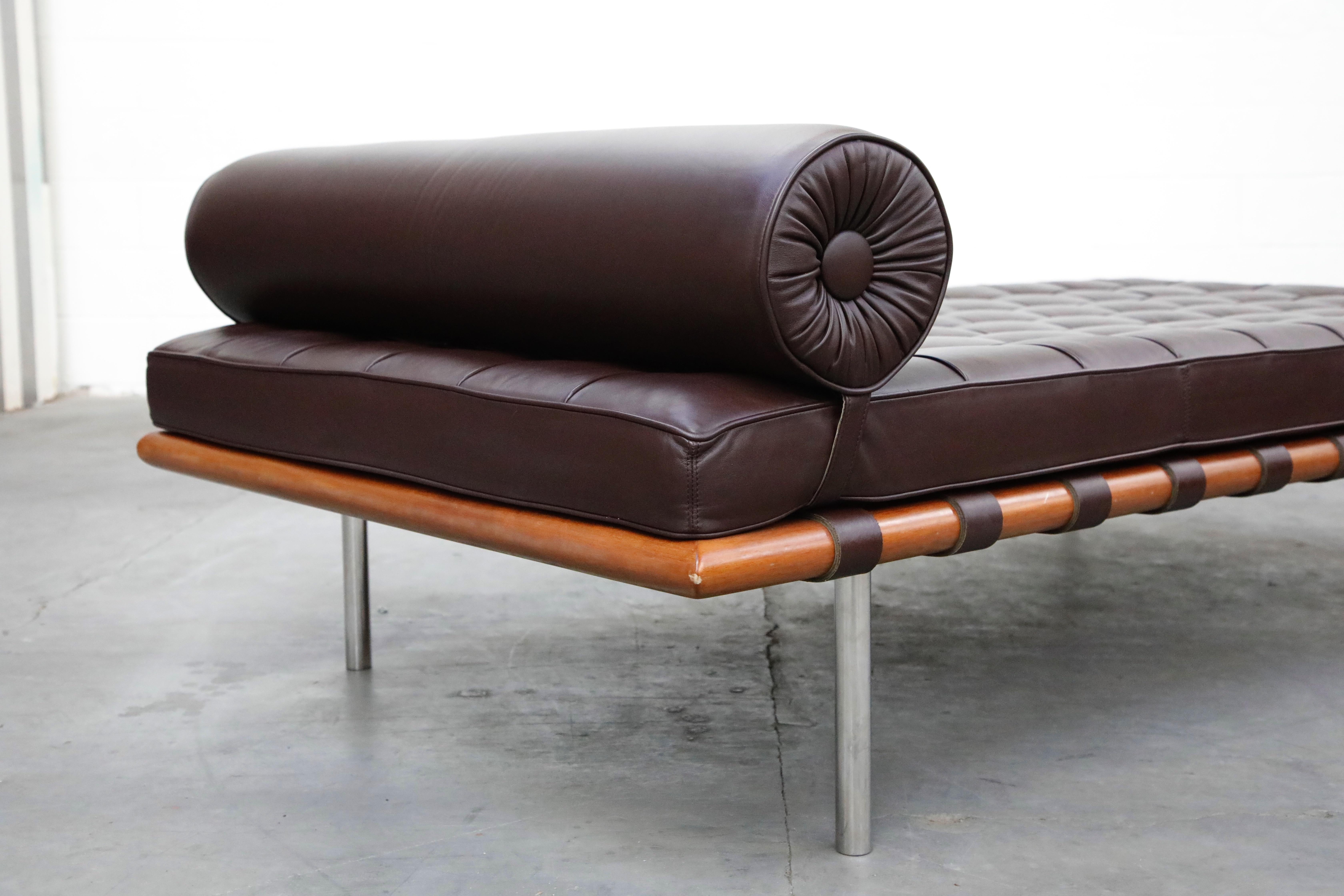 Barcelona Daybed by Mies Van Der Rohe for Knoll in Dark Brown Leather, Signed 3