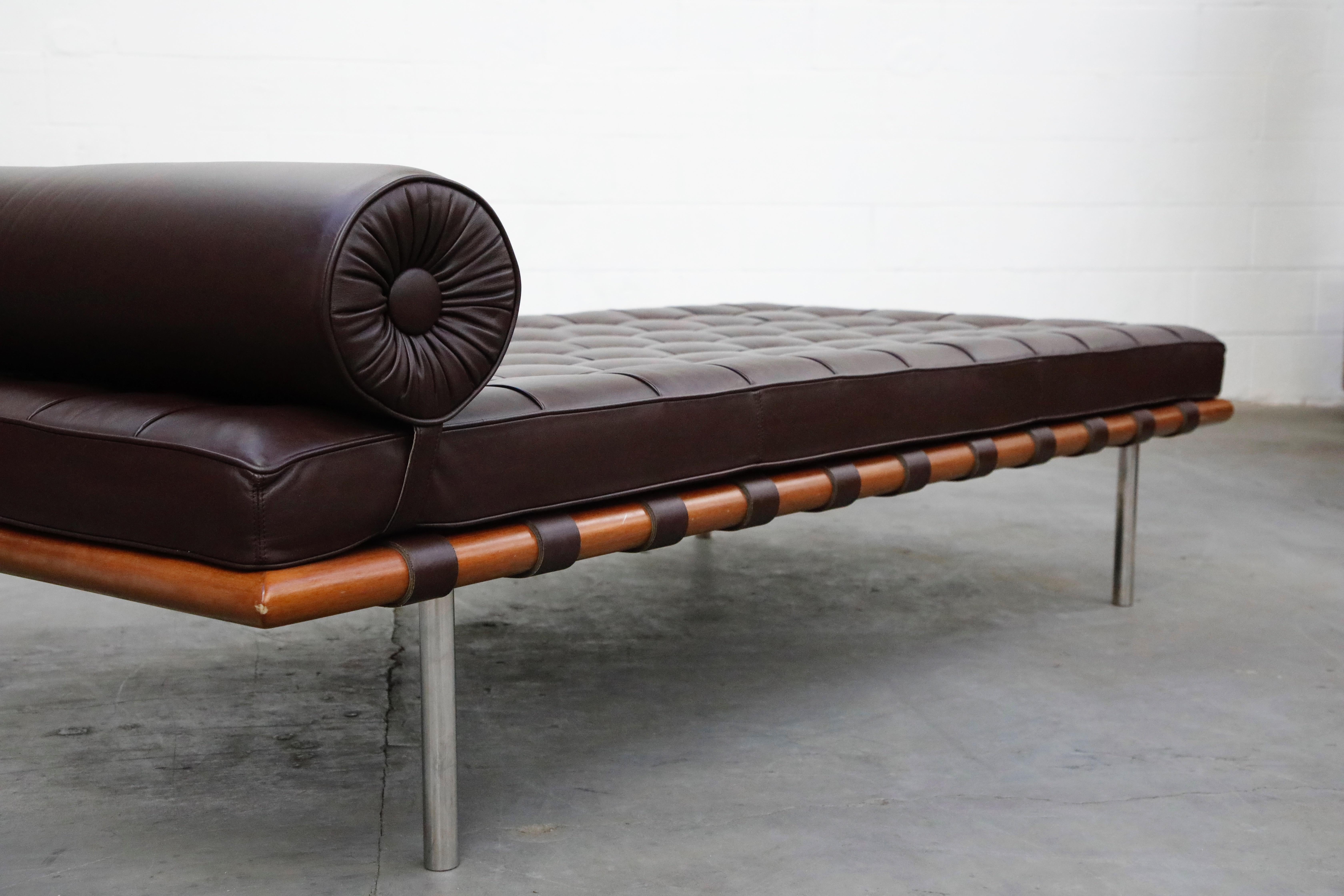 Barcelona Daybed by Mies Van Der Rohe for Knoll in Dark Brown Leather, Signed 4