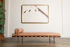 Barcelona Daybed in Nude Suede by Ludwig Mies van der Rohe for Knoll, Signed