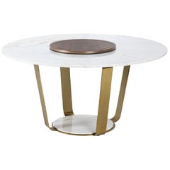 Barcelona Dining Table in Marble and Brass Metal Finish
