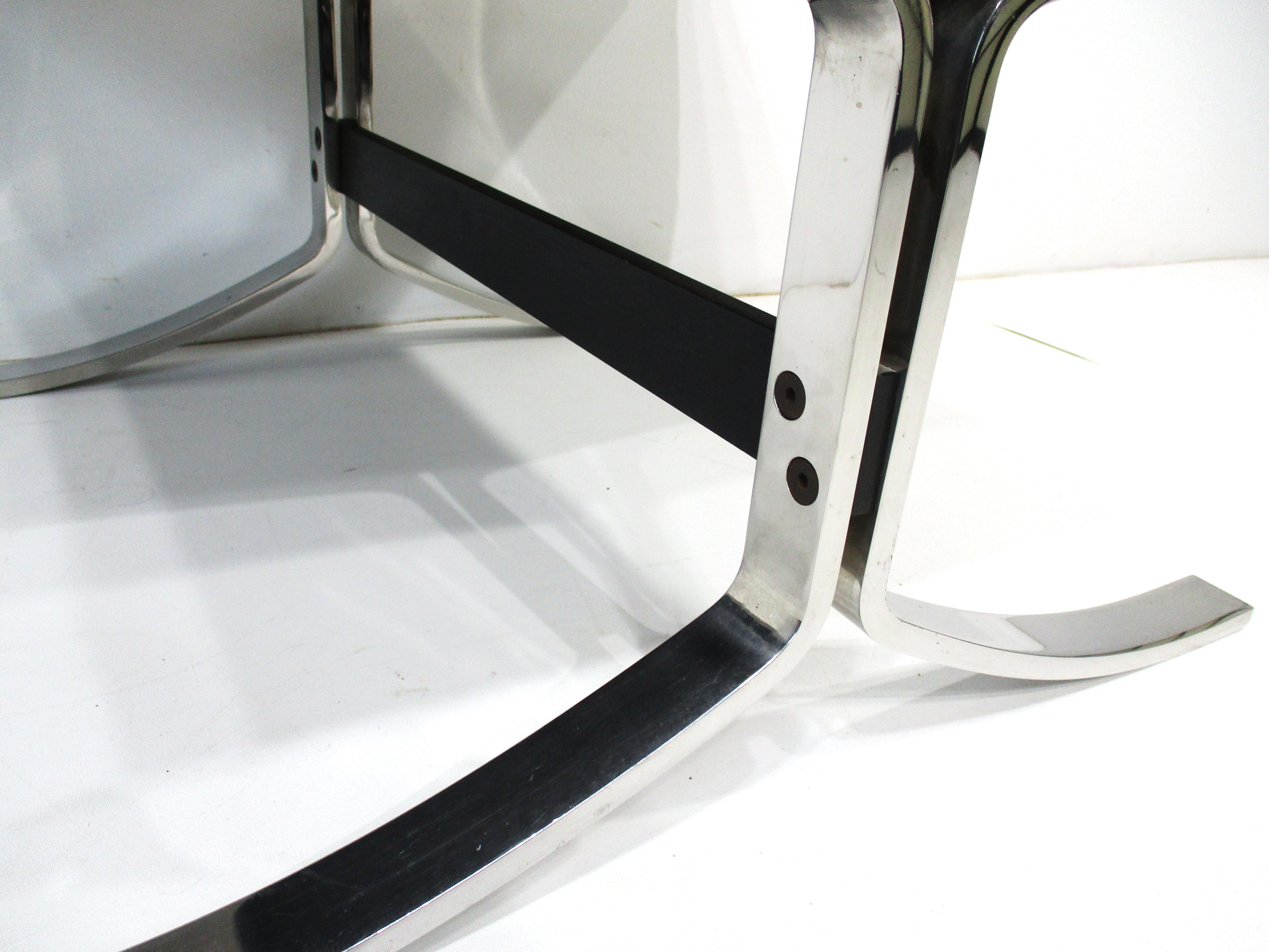 Barcelona Knoll Styled Leather Chrome Ottoman / Stool For Sale 5