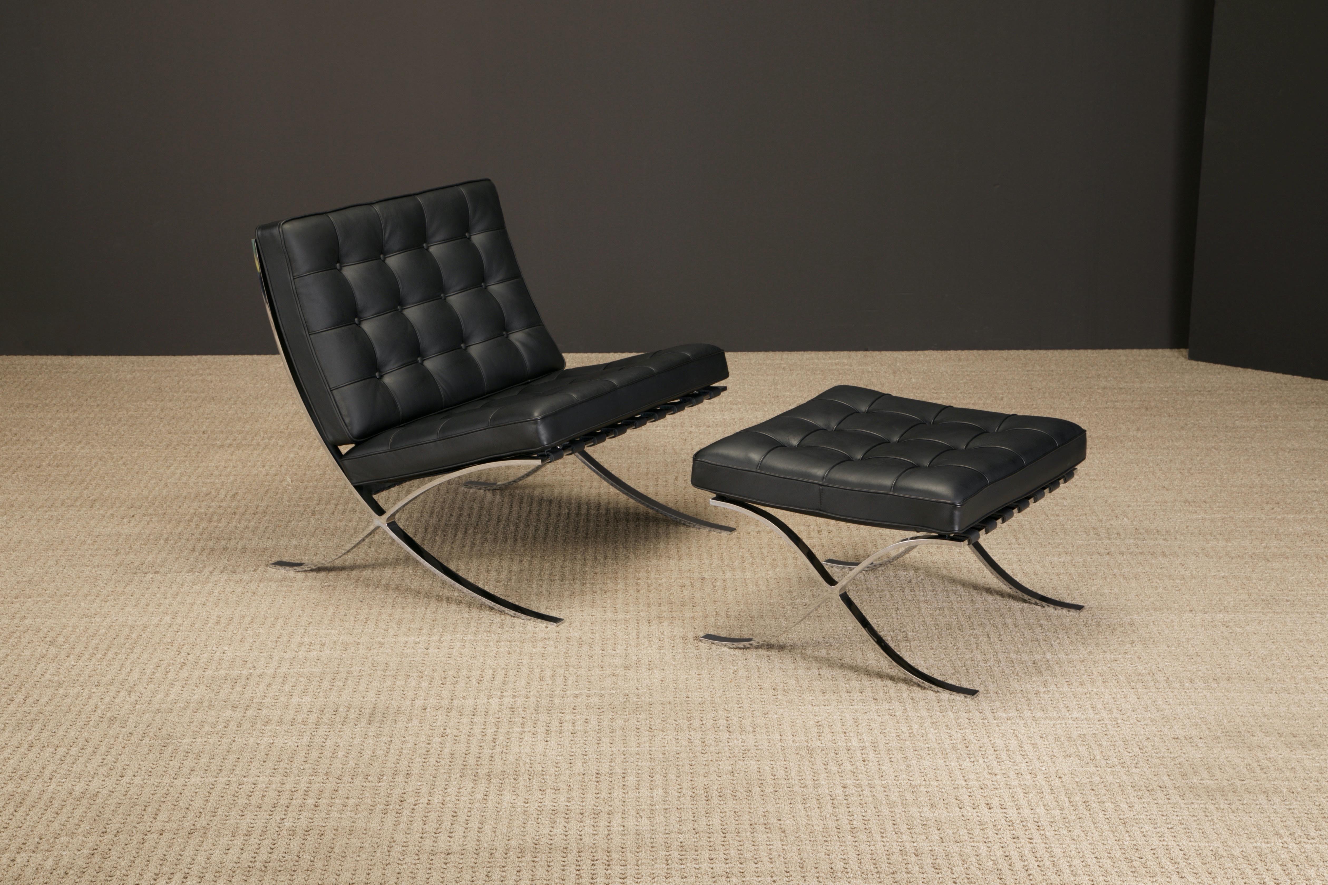 Mid-Century Modern Barcelona Lounge Chair & Ottoman by Mies van der Rohe for Knoll Studios, Signed