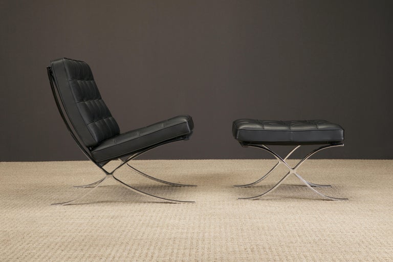American Barcelona Lounge Chair & Ottoman by Mies van der Rohe for Knoll Studios, Signed For Sale