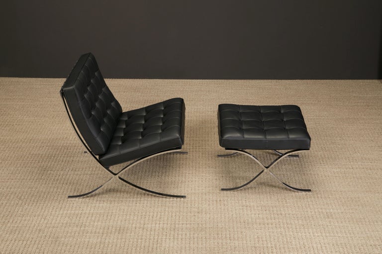Barcelona Lounge Chair & Ottoman by Mies van der Rohe for Knoll Studios, Signed In Good Condition For Sale In Los Angeles, CA