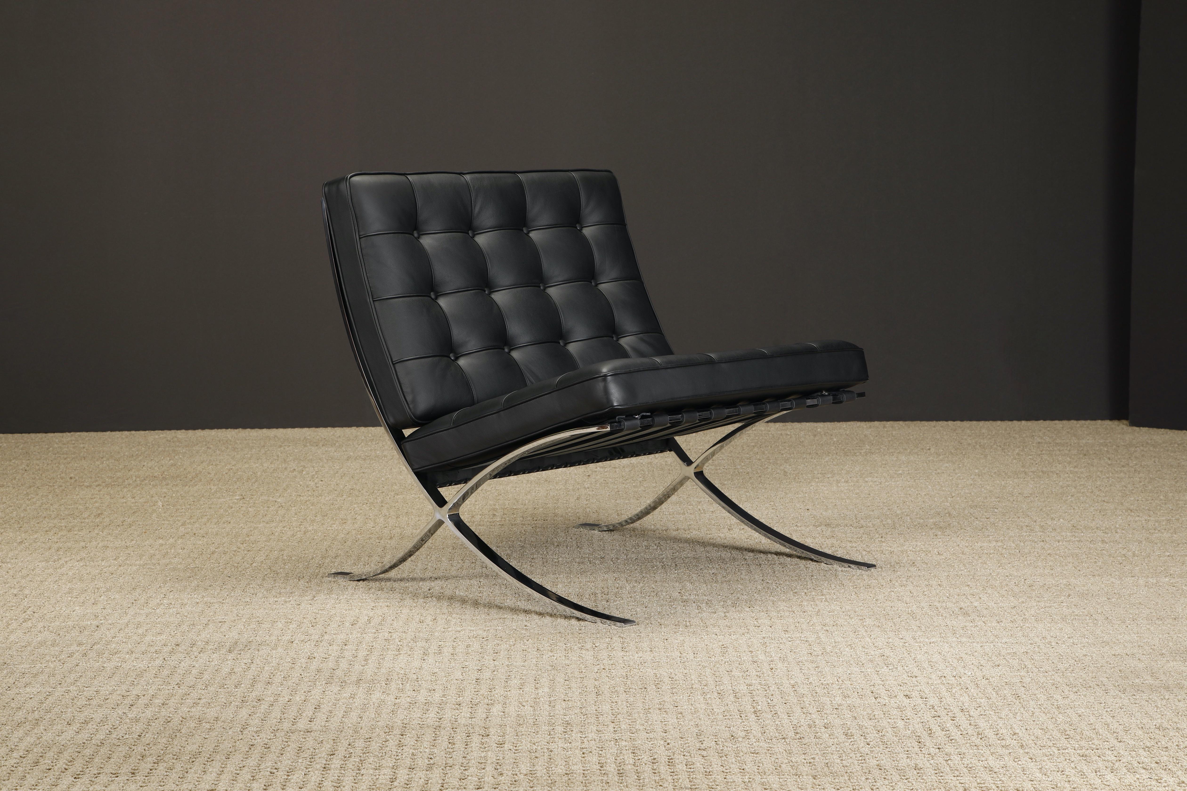 Stainless Steel Barcelona Lounge Chair & Ottoman by Mies van der Rohe for Knoll Studios, Signed