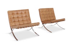 Barcelona Lounge Chairs by Ludwig Mies van der Rohe in Original Cognac Leather