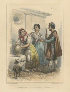 Barcelona, Mequinenza and Saragossa – Hand-Colored Lithograph by Frères, ca.1850