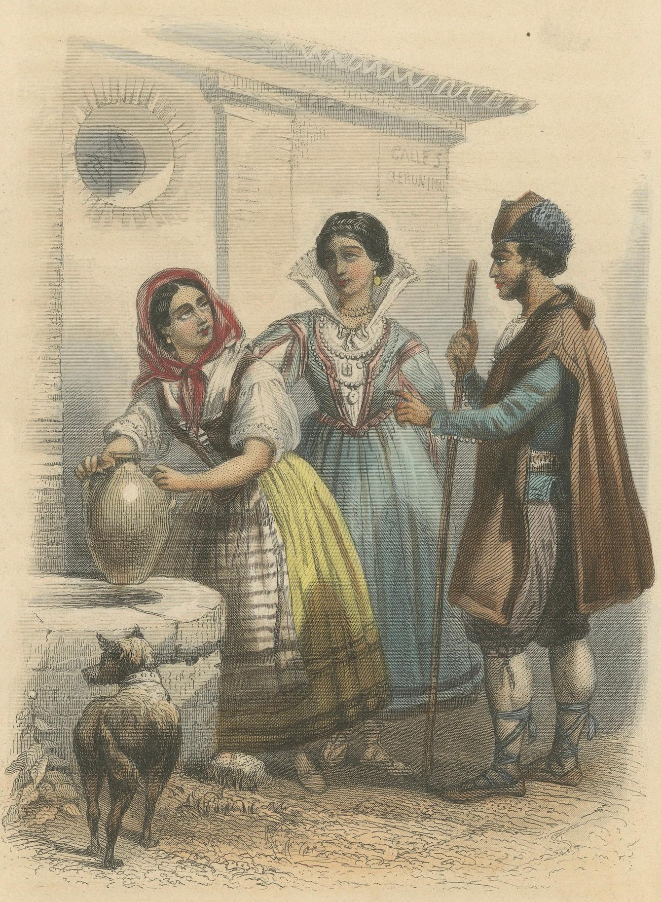 Barcelona, Mequinenza and Saragossa – Hand-Colored Lithograph by Frères, ca.1850