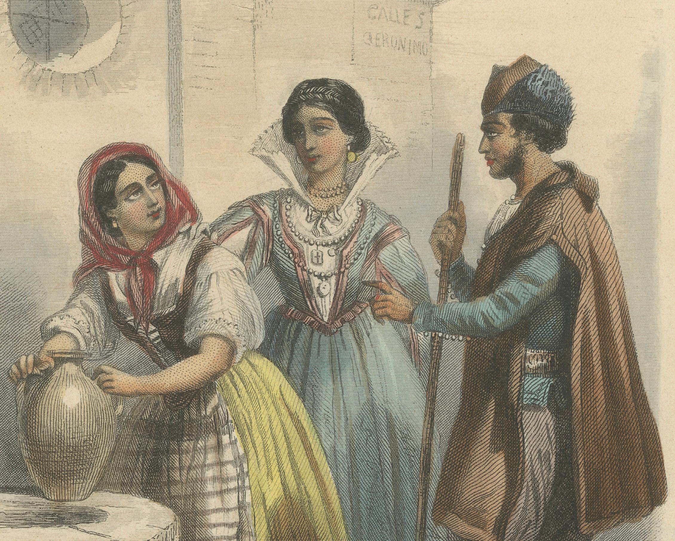 Barcelona, Mequinenza and Saragossa – Hand-Colored Lithograph by Frères, ca.1850