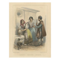 Barcelona, Mequinenza and Saragossa – Hand-Colored Lithograph by Frères, ca.1850