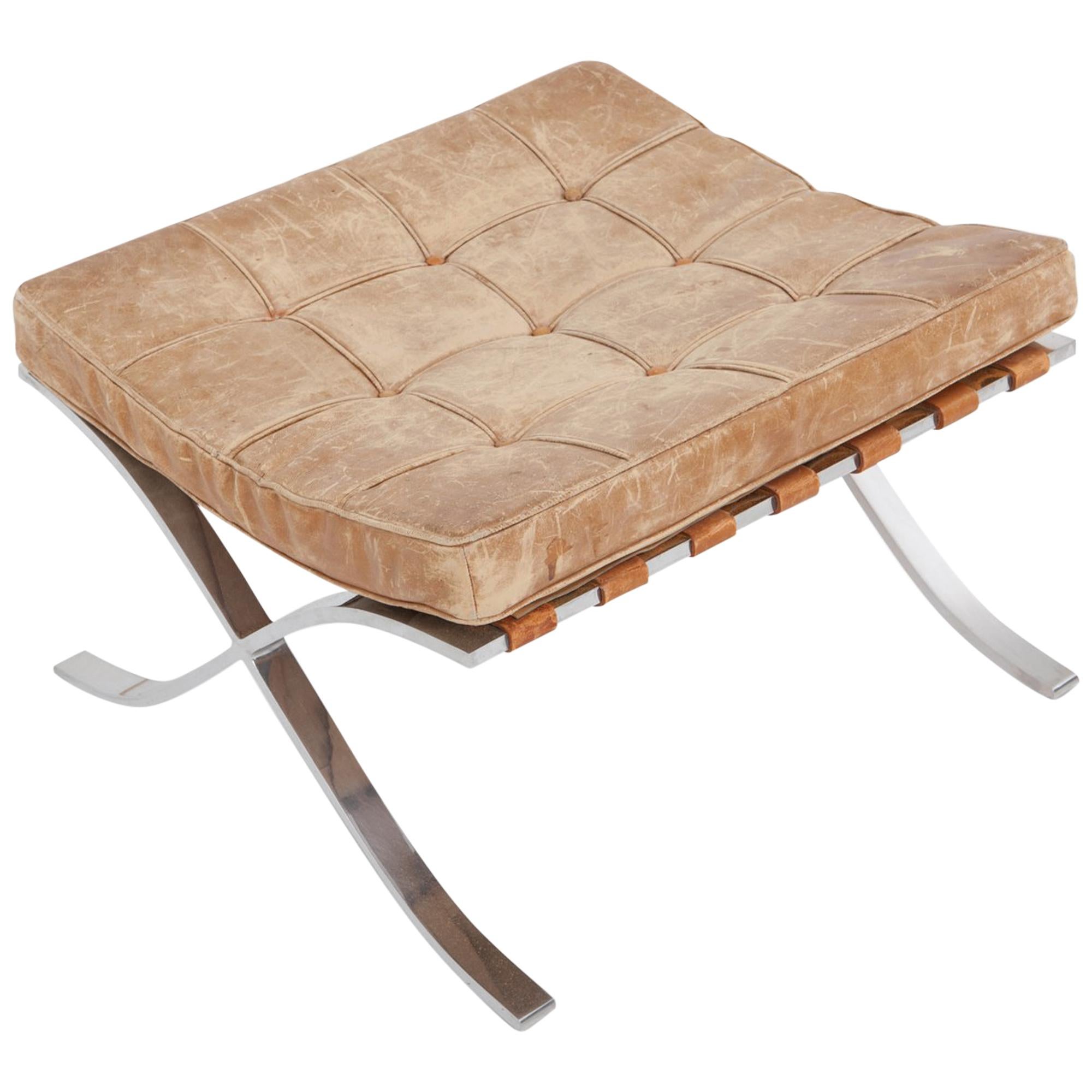 Barcelona Ottoman by Ludwig Mies van der Rohe in Original Cognac Leather, 1960s