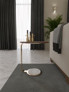 Barcelona Side Table in Marble and Brass Metal Finish
