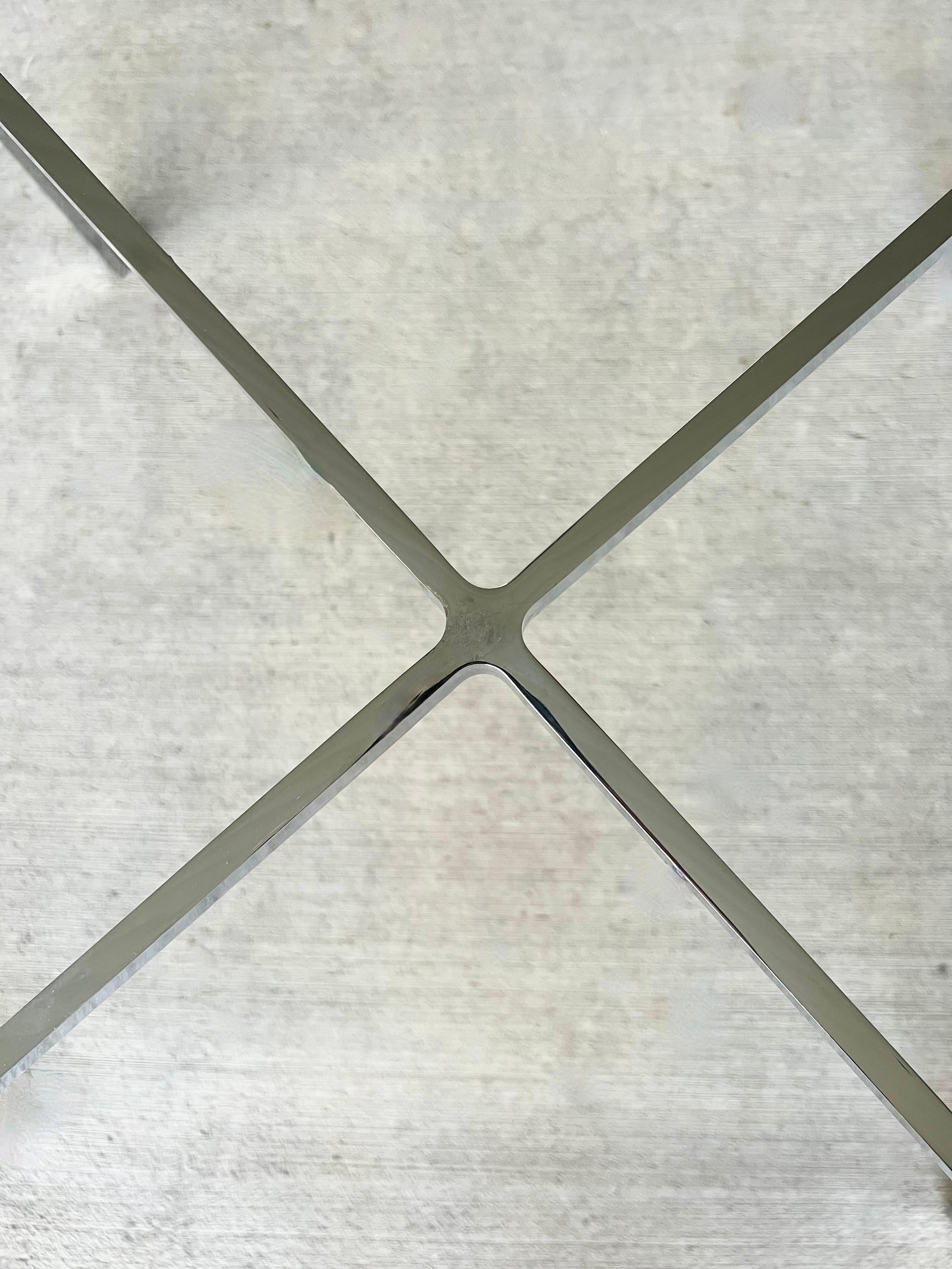 Mid-Century Modern Barcelona Silver X Coffee Table by Ludwig Mies Van Der Rohe For Sale