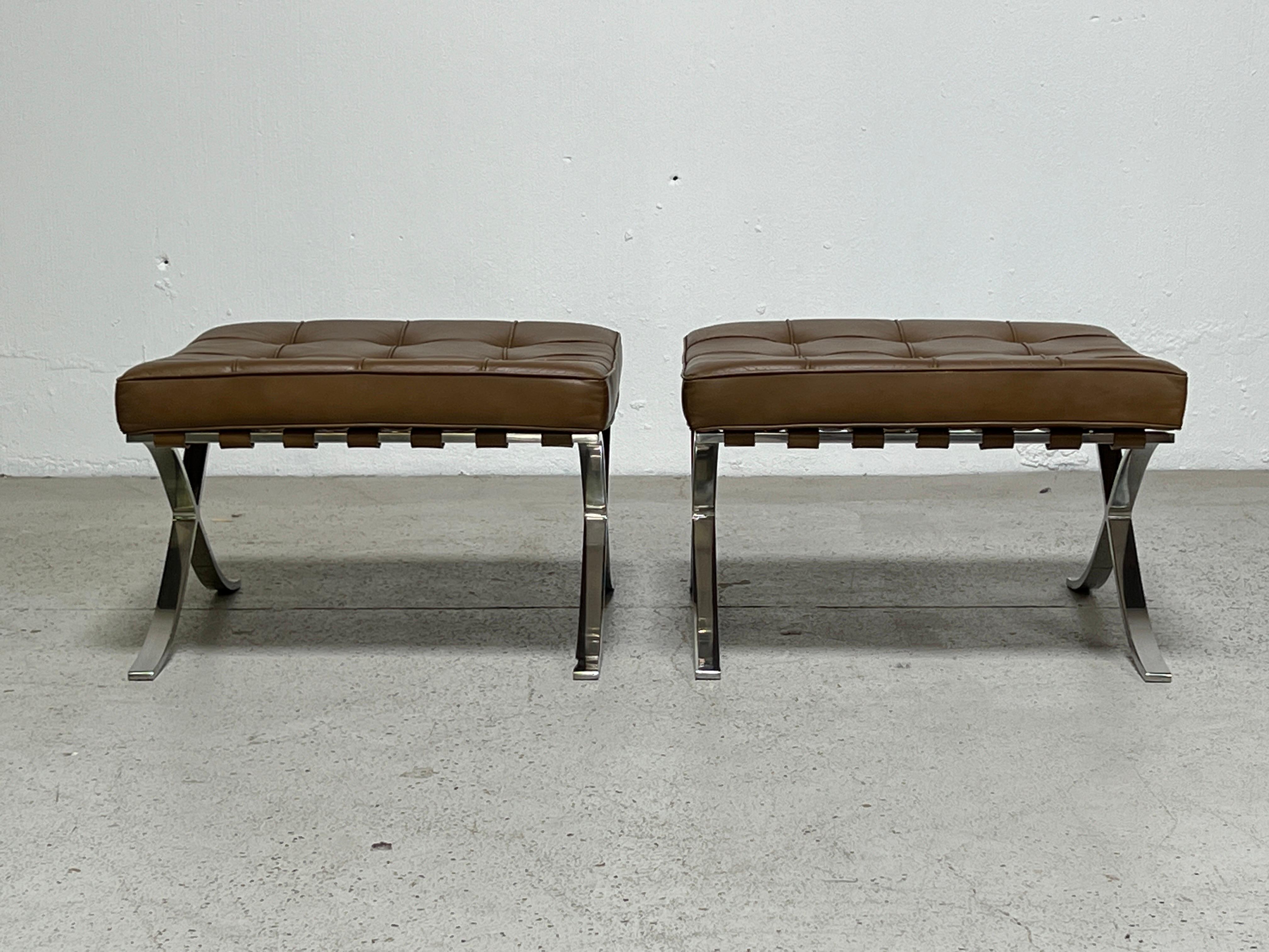Barcelona Stools by Mies Van Der Rohe for Knoll For Sale 5