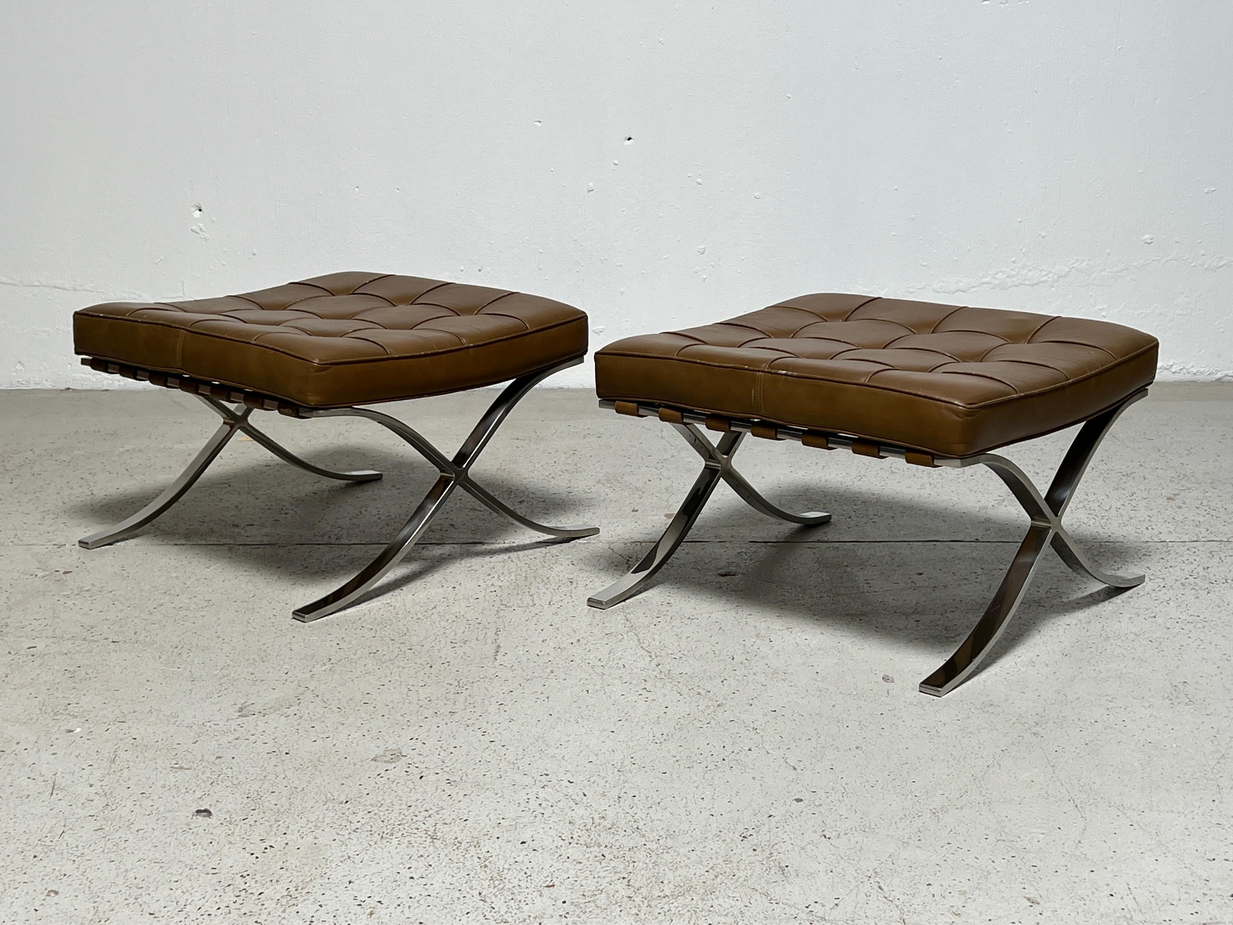 Barcelona Stools by Mies Van Der Rohe for Knoll For Sale 9
