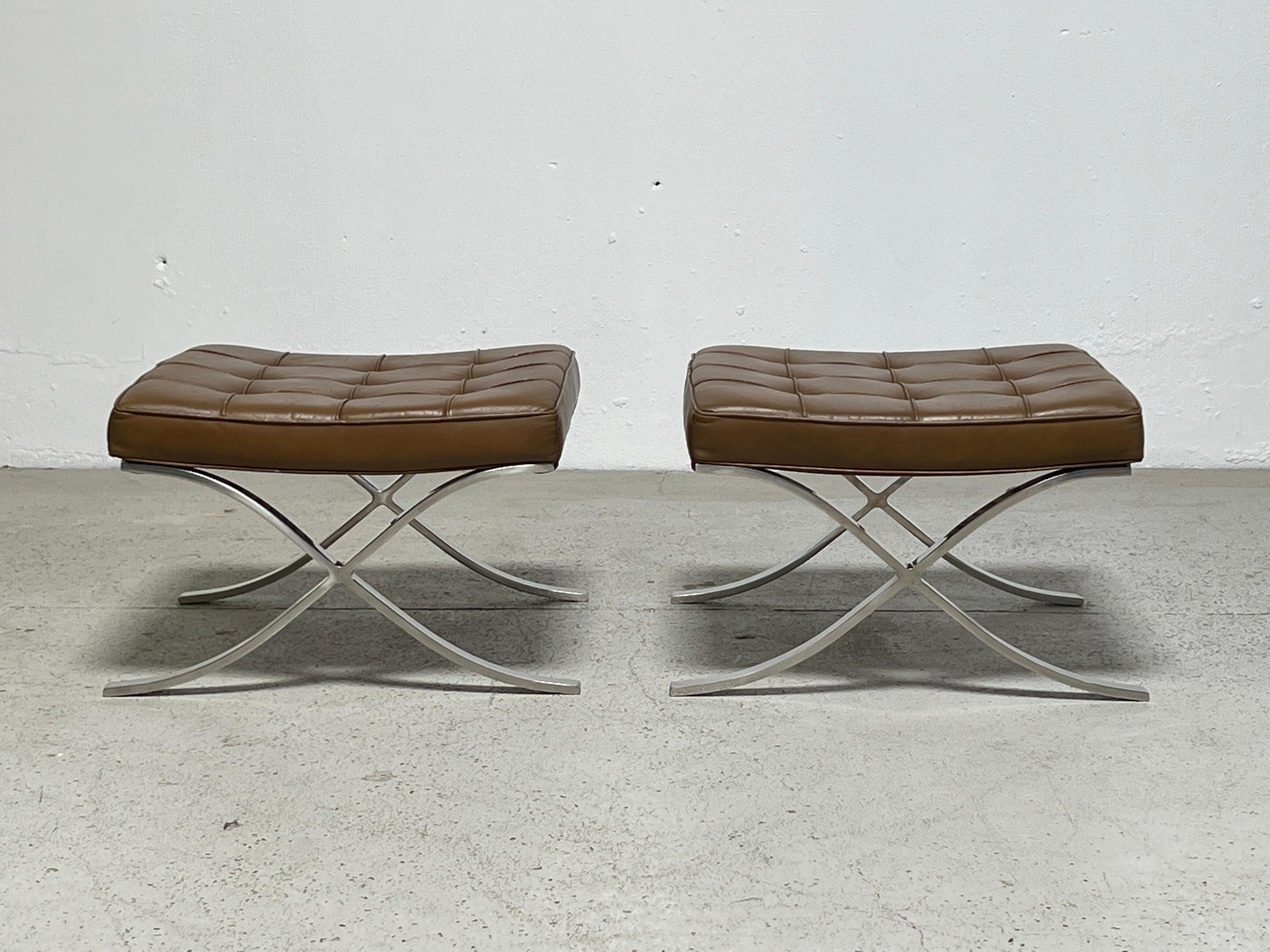 Barcelona Stools by Mies Van Der Rohe for Knoll For Sale 10