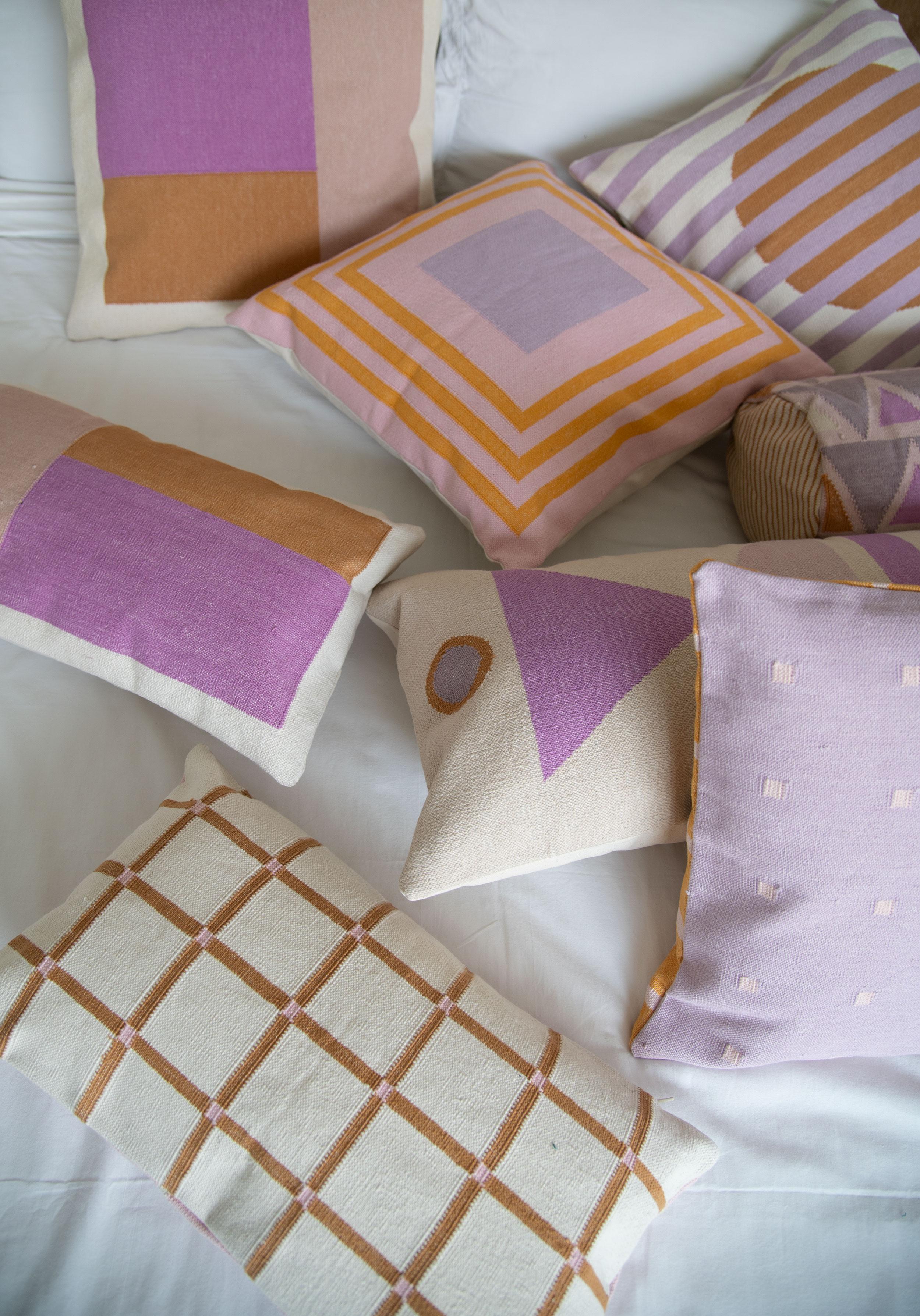 Modern Barcelona Stripe Pillow - Lilac For Sale