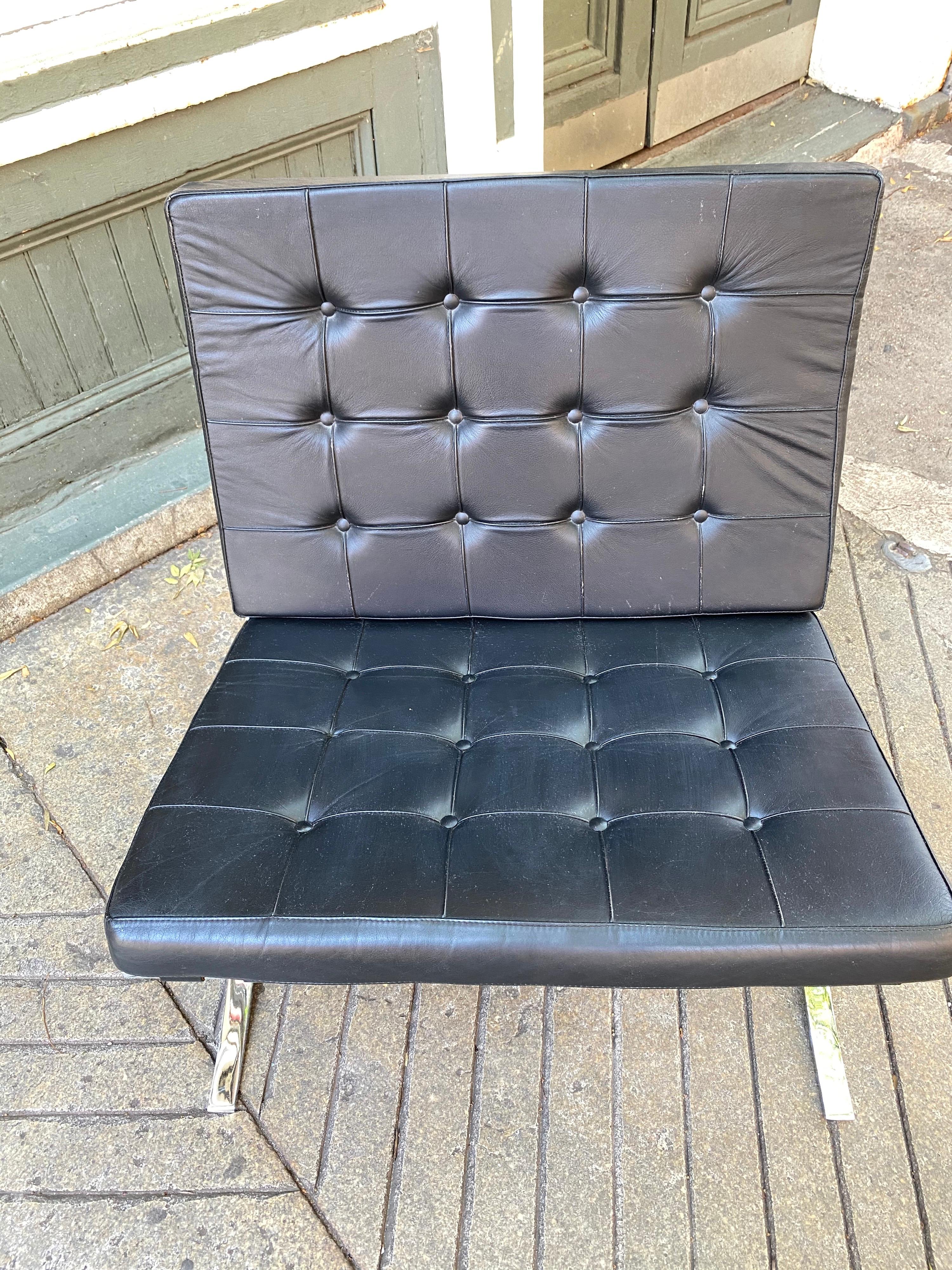 Italian Barcelona Style Leather Lounge Chair