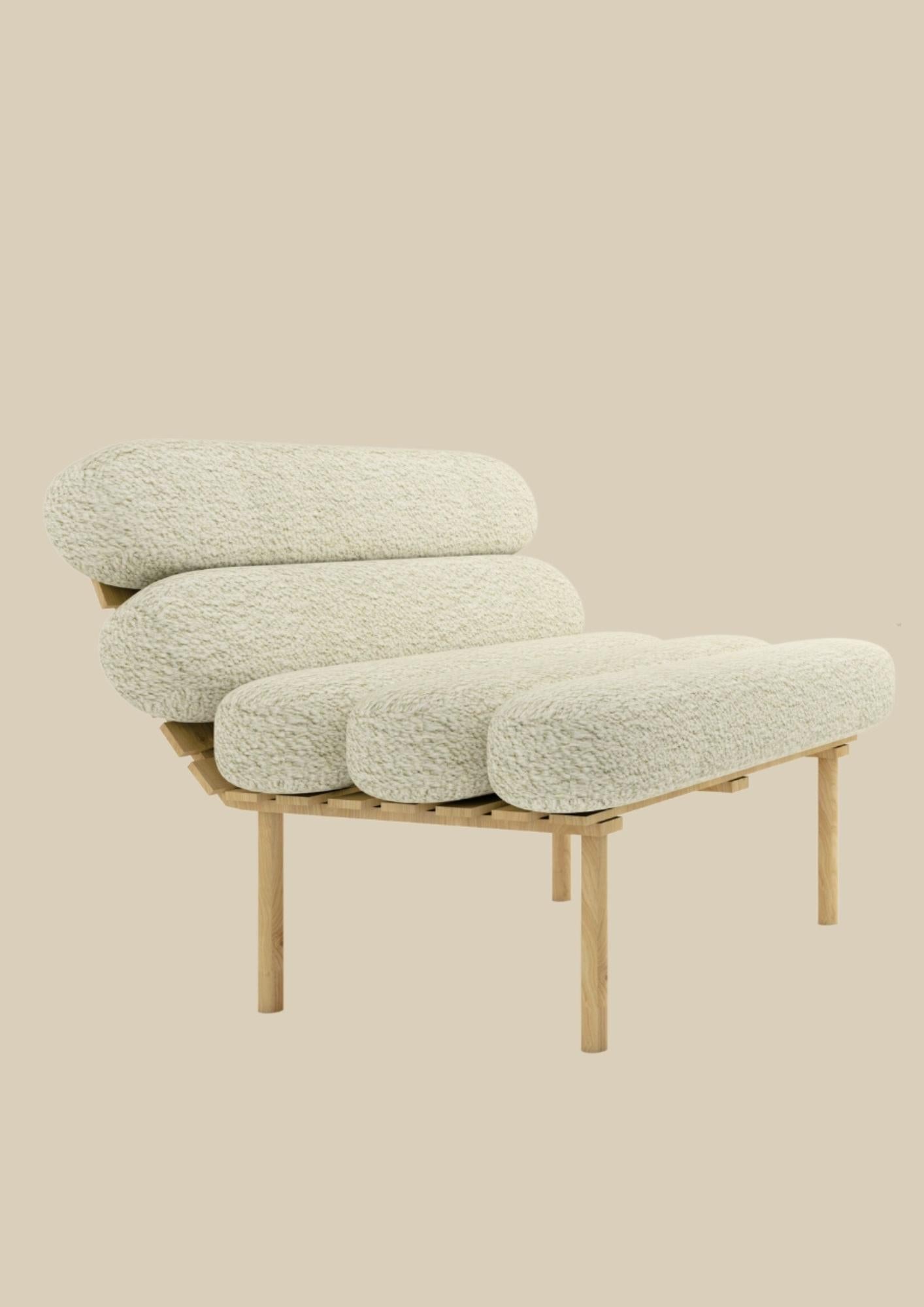 Modern  BARCELONE Curly Wool Chair in White by Alexandre Ligios, REP by Tuleste Factory For Sale