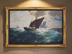 Sailing Boats in a Storm, by Franz Müller-Gossen, Early 1900s