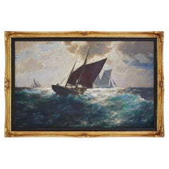 Sailing Boats in a Storm, by Franz Müller-Gossen, Early 1900s