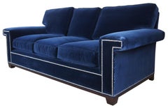 Barclay Butera Interiors Paxton Sofa Modern Blue Velvet Couch Nailhead Trim