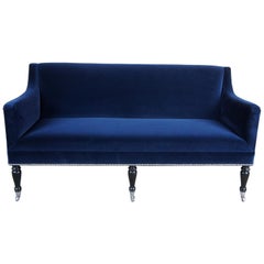 Vintage Barclay Butera Interiors Ridgecrest Loveseat Blue Velvet Settee Nailhead Trim