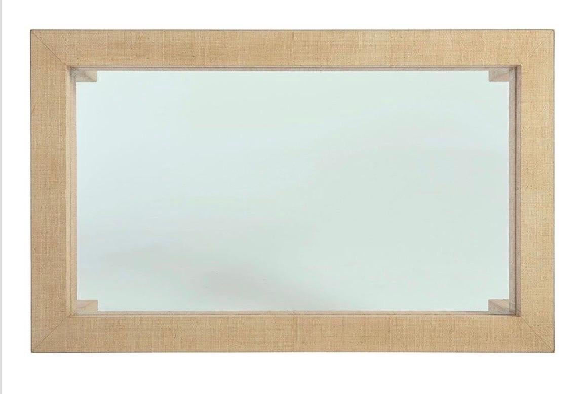 Barclay Butera Raffia Covered Glass Top Cocktail Coffee Table For Sale 1