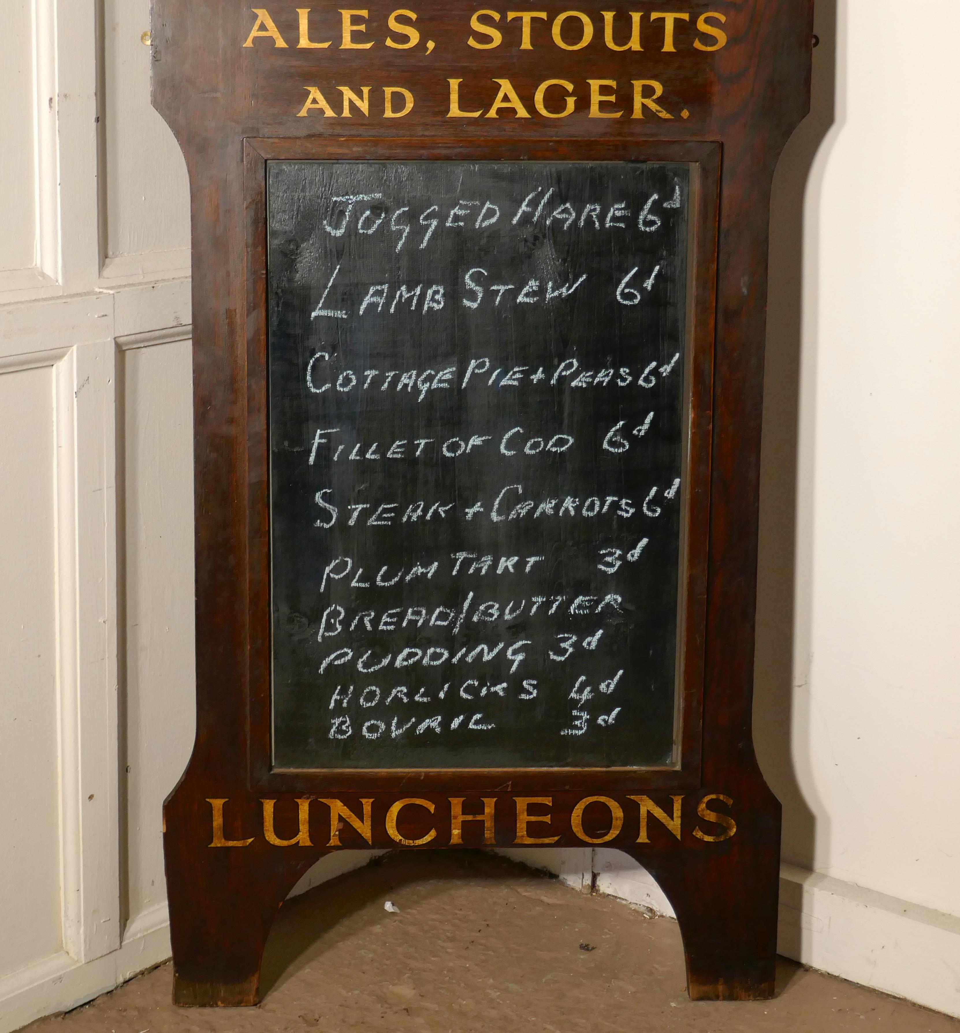 Barclay’s Brewery oak hotel black board or menu board.

Barclay Perkins Brewery once stood in Southwark, south London 
200 years ago it was the largest brewery in the world. 
It was renamed it Barclay Perkins in 1797.


An attractive piece of