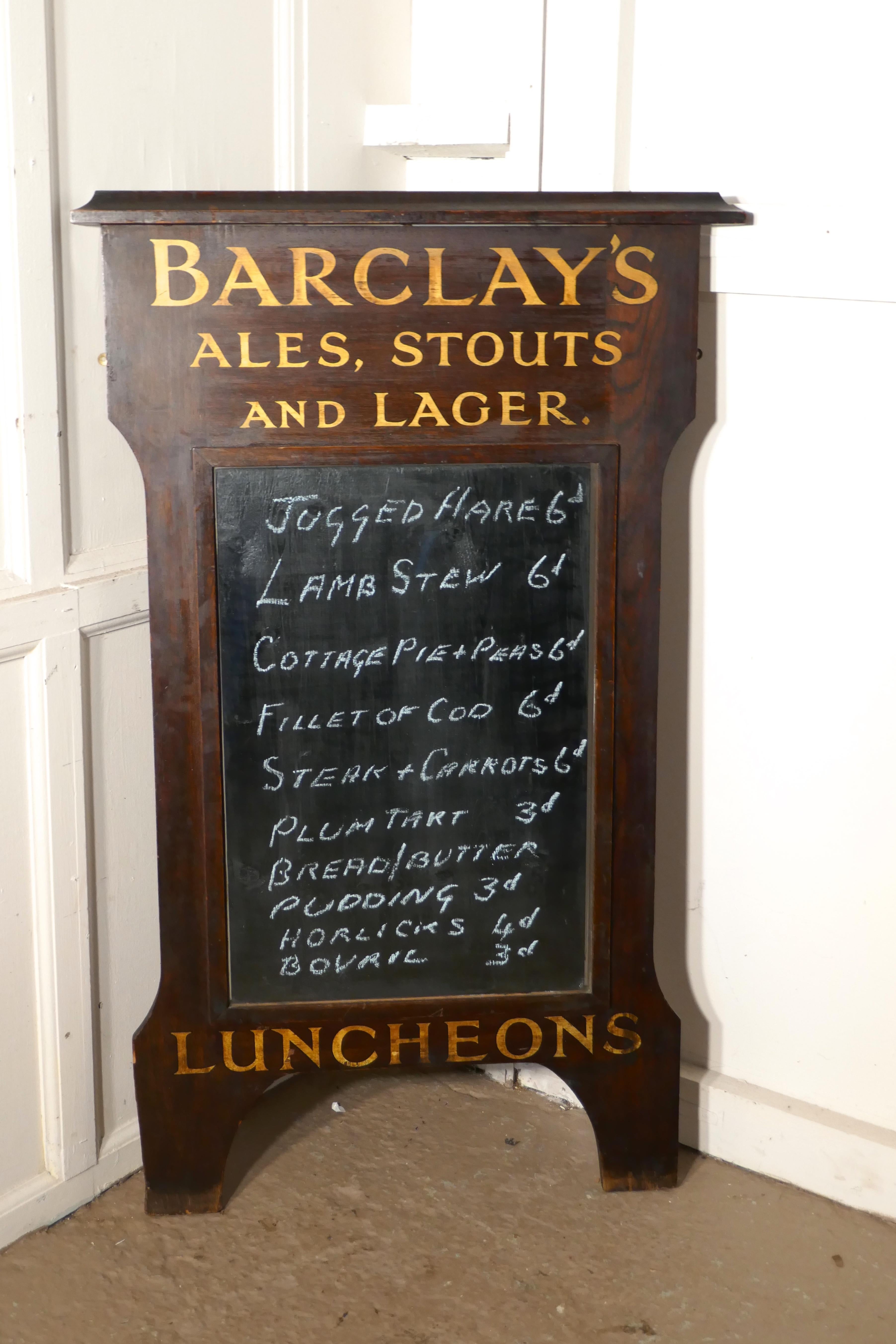 Barclay’s Brewery Oak Hotel Black Board or Menu Board In Good Condition In Chillerton, Isle of Wight