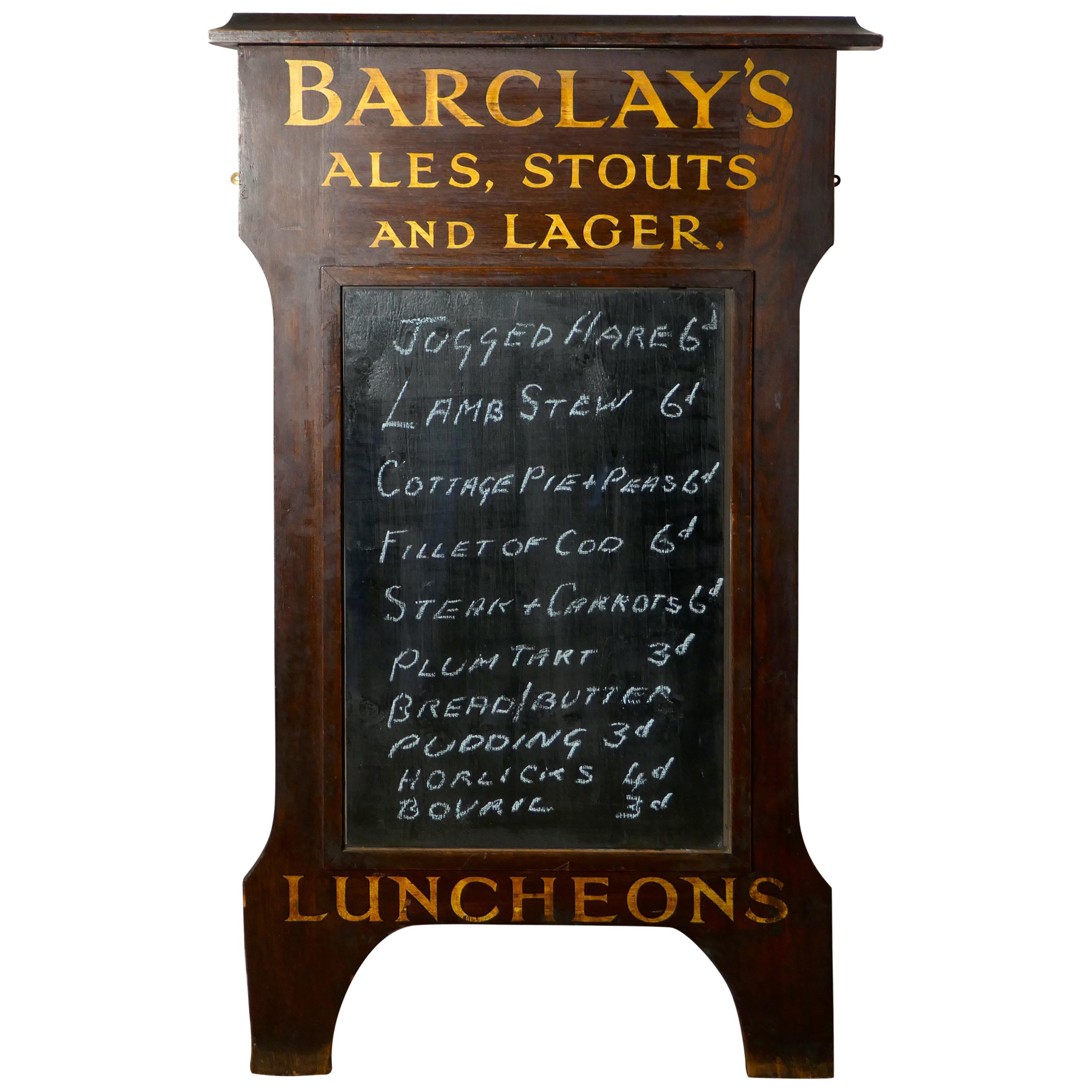 Barclay’s Brewery Oak Hotel Black Board or Menu Board