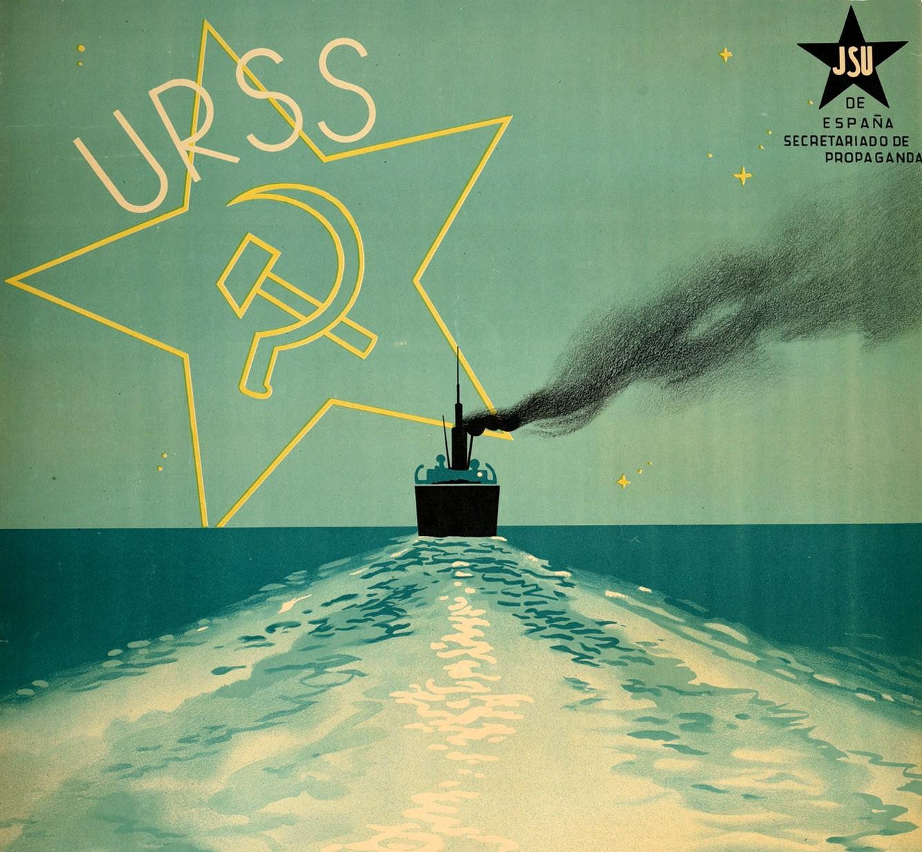 Original Vintage Poster USSR Komsomol Subscription Spain Unified Socialist Youth - Print by Bardasano