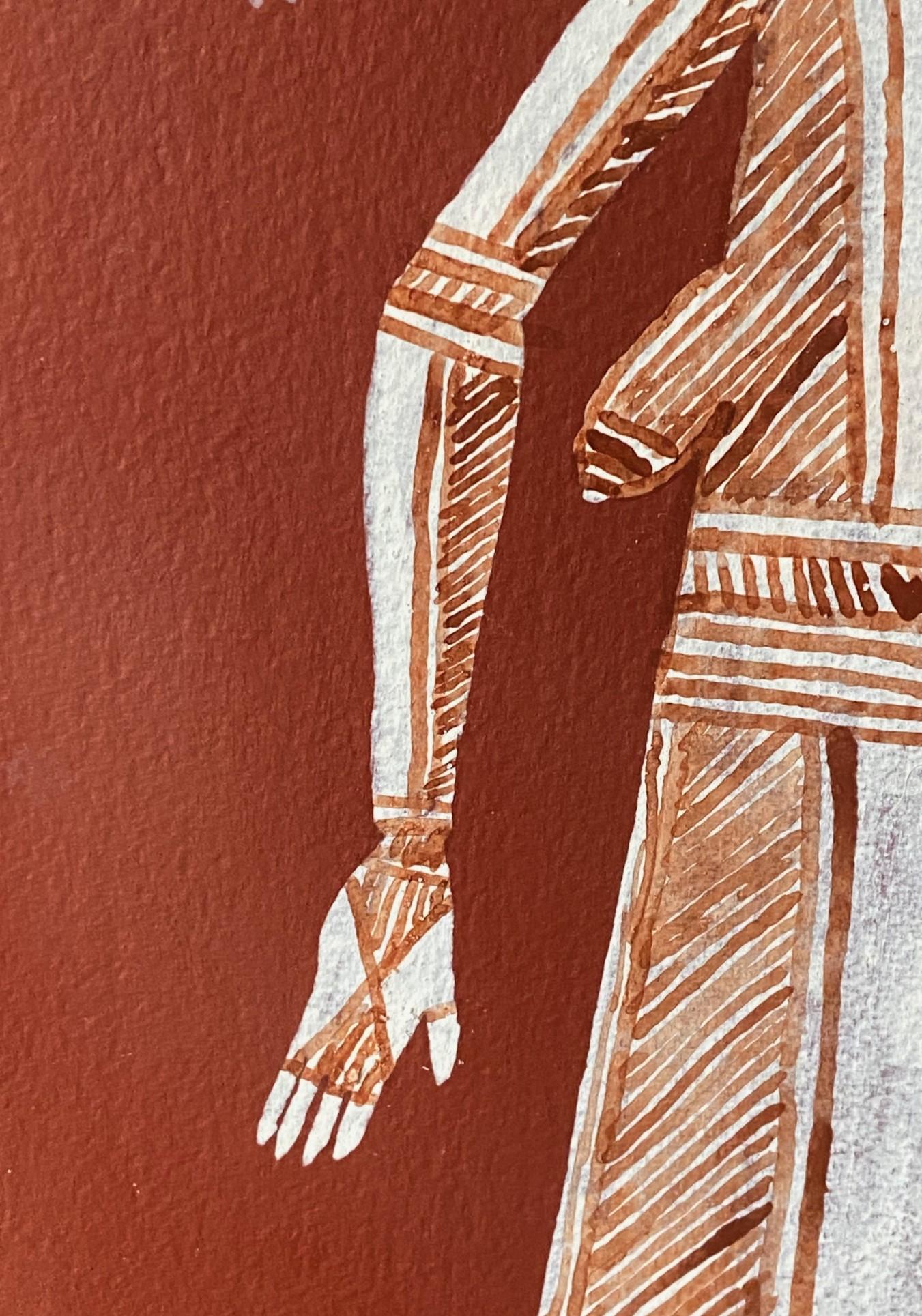 Bardayal Nadjamerrek Art aborigène australien Peinture originale sur écorce en vente 4