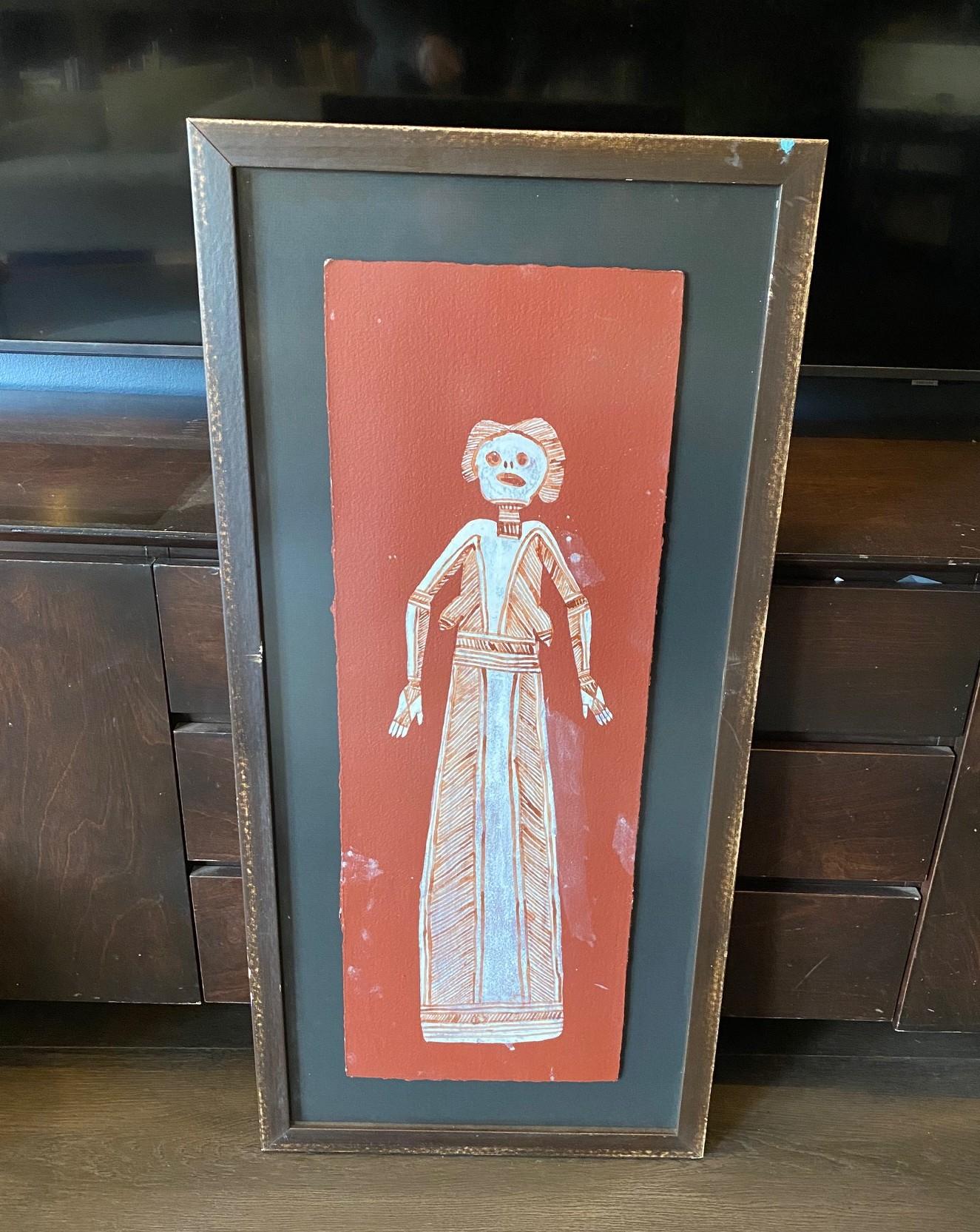 Une merveilleuse, unique et très attachante peinture de rêve aborigène australienne par le célèbre artiste Oenpelli de la Terre d'Arnhem occidentale Bardayal 