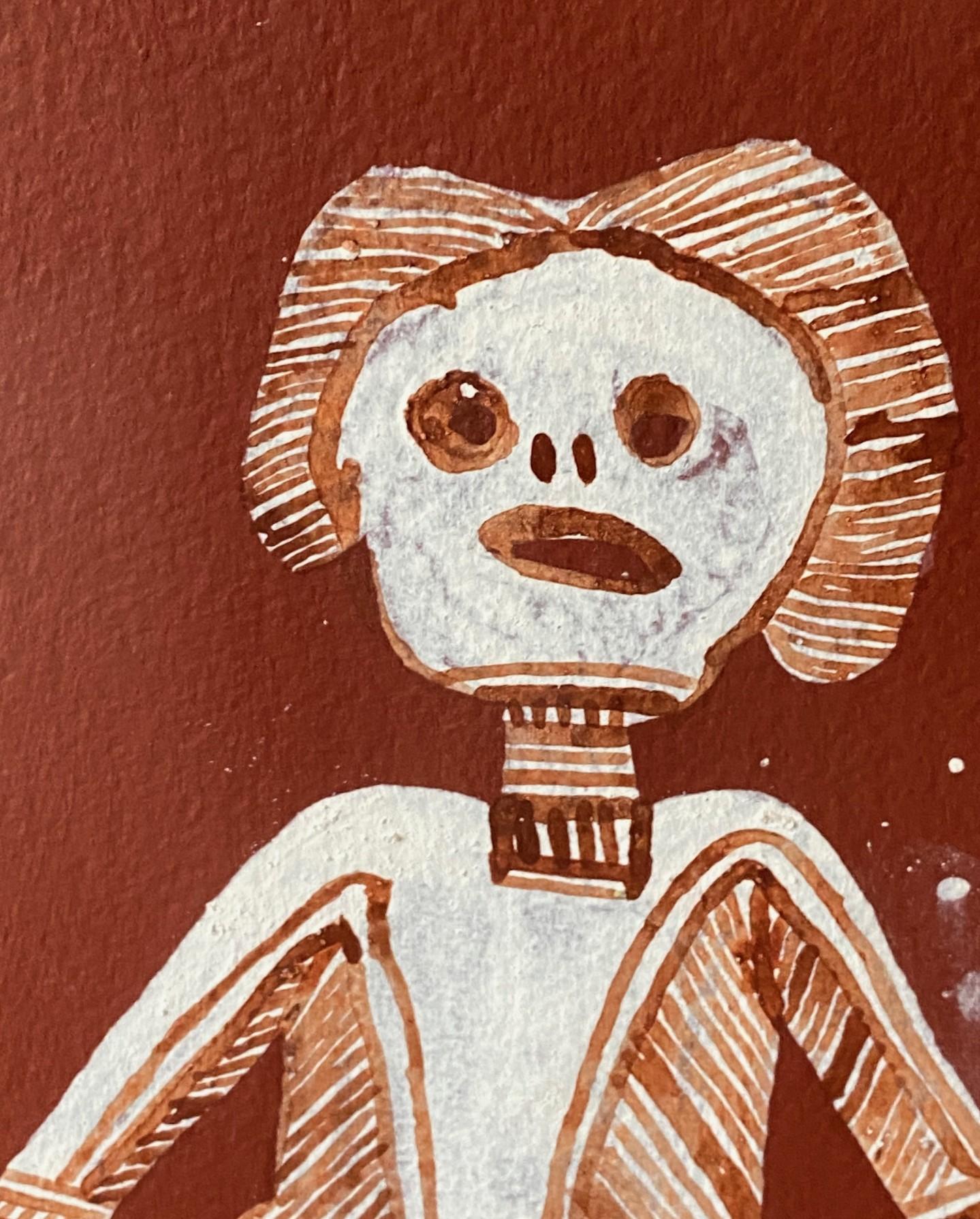 Fait main Bardayal Nadjamerrek Art aborigène australien Peinture originale sur écorce en vente