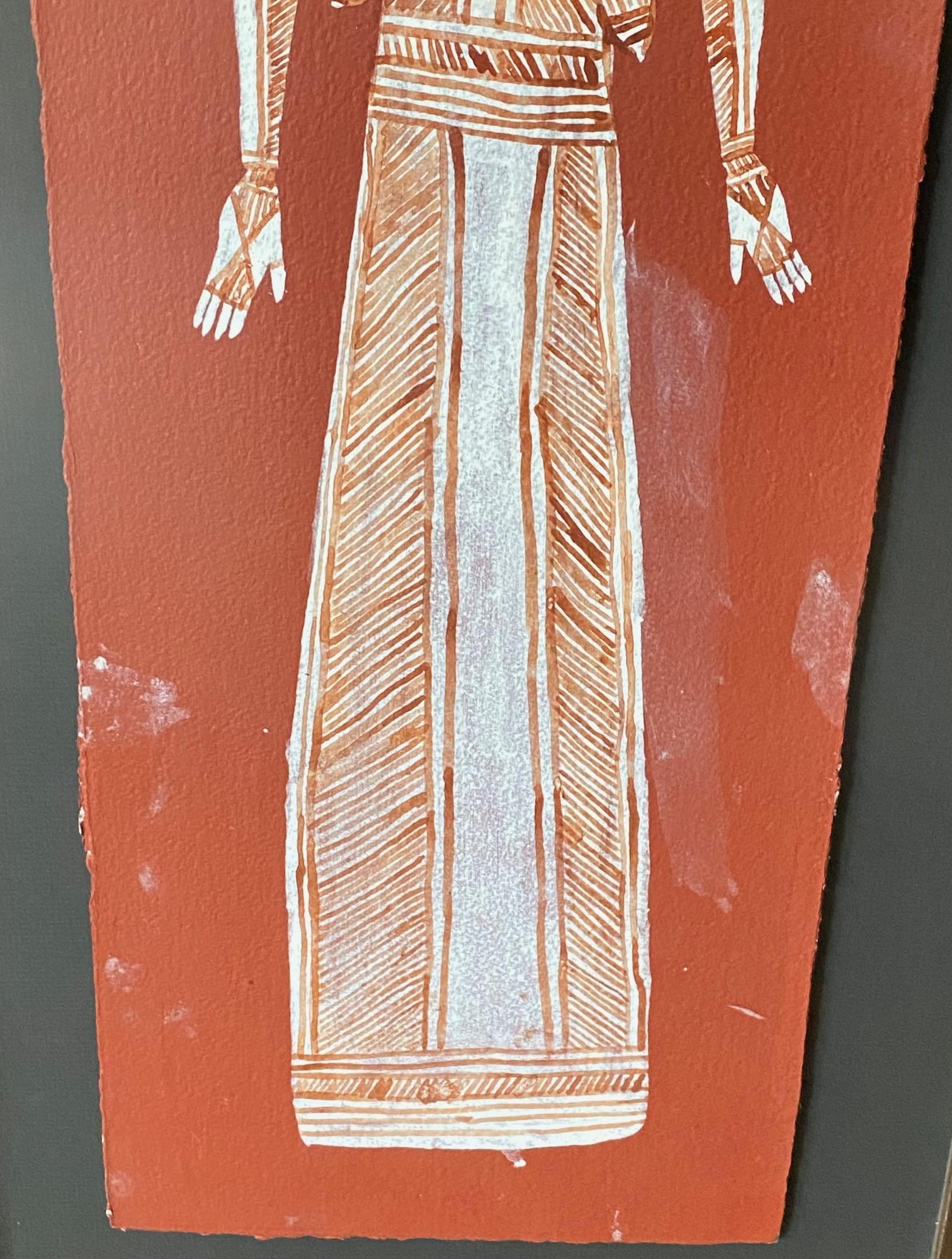 Bardayal Nadjamerrek Art aborigène australien Peinture originale sur écorce Bon état - En vente à Studio City, CA